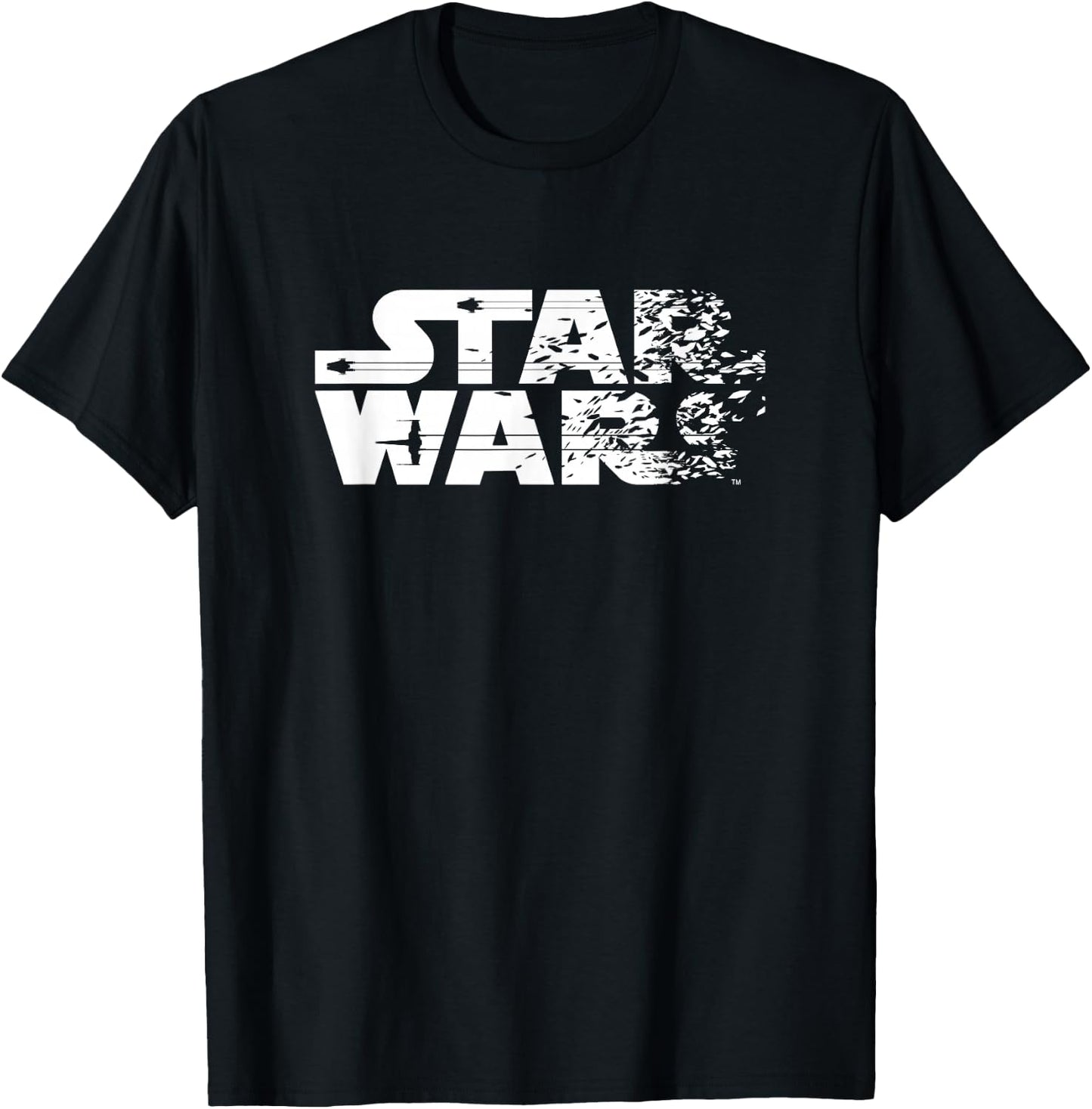 Star Wars Ship Shattered Logo White T-Shirt - T-Shirt | Black
