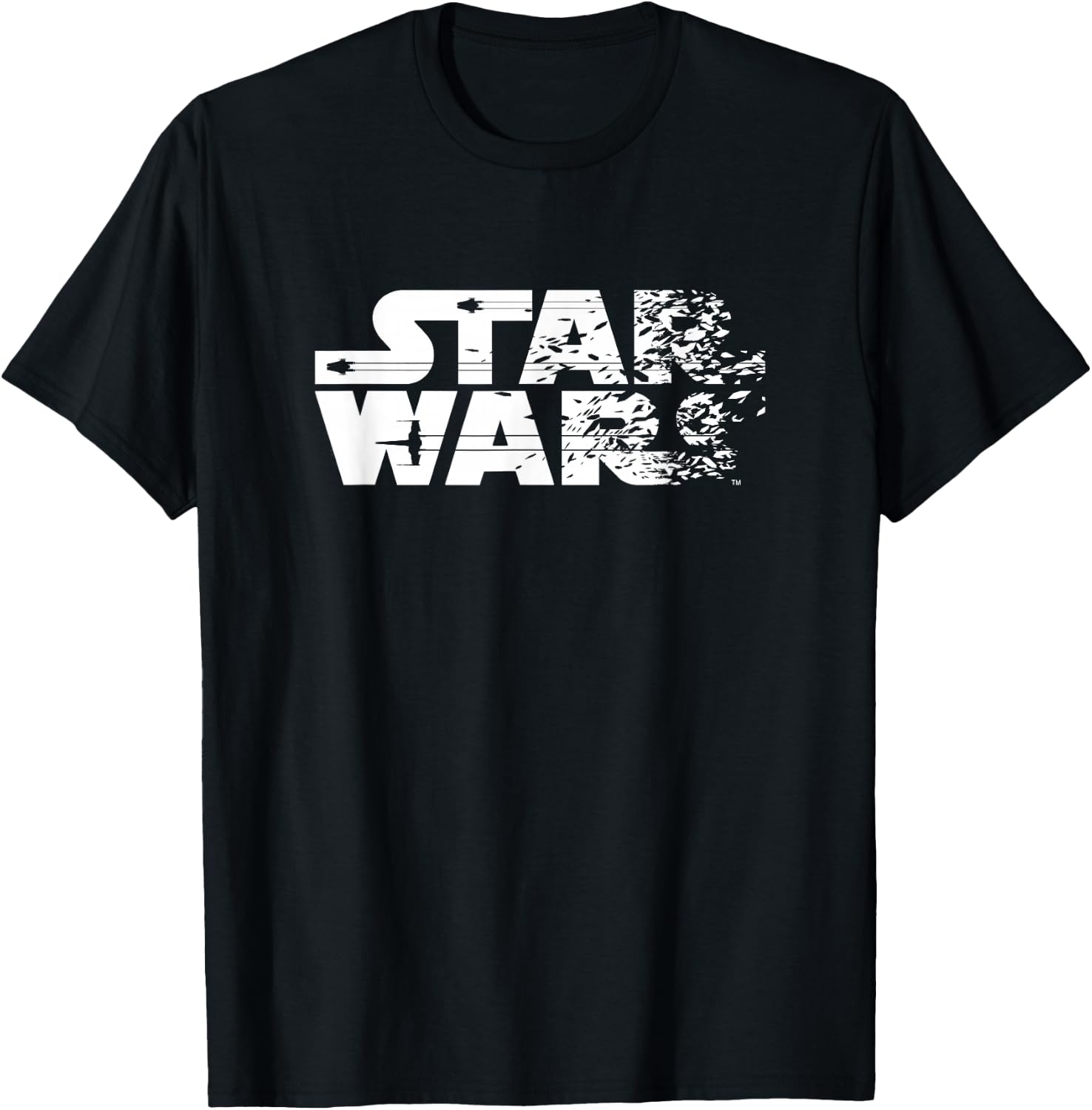 Star Wars Ship Shattered Logo White T-Shirt - T-Shirt | Black