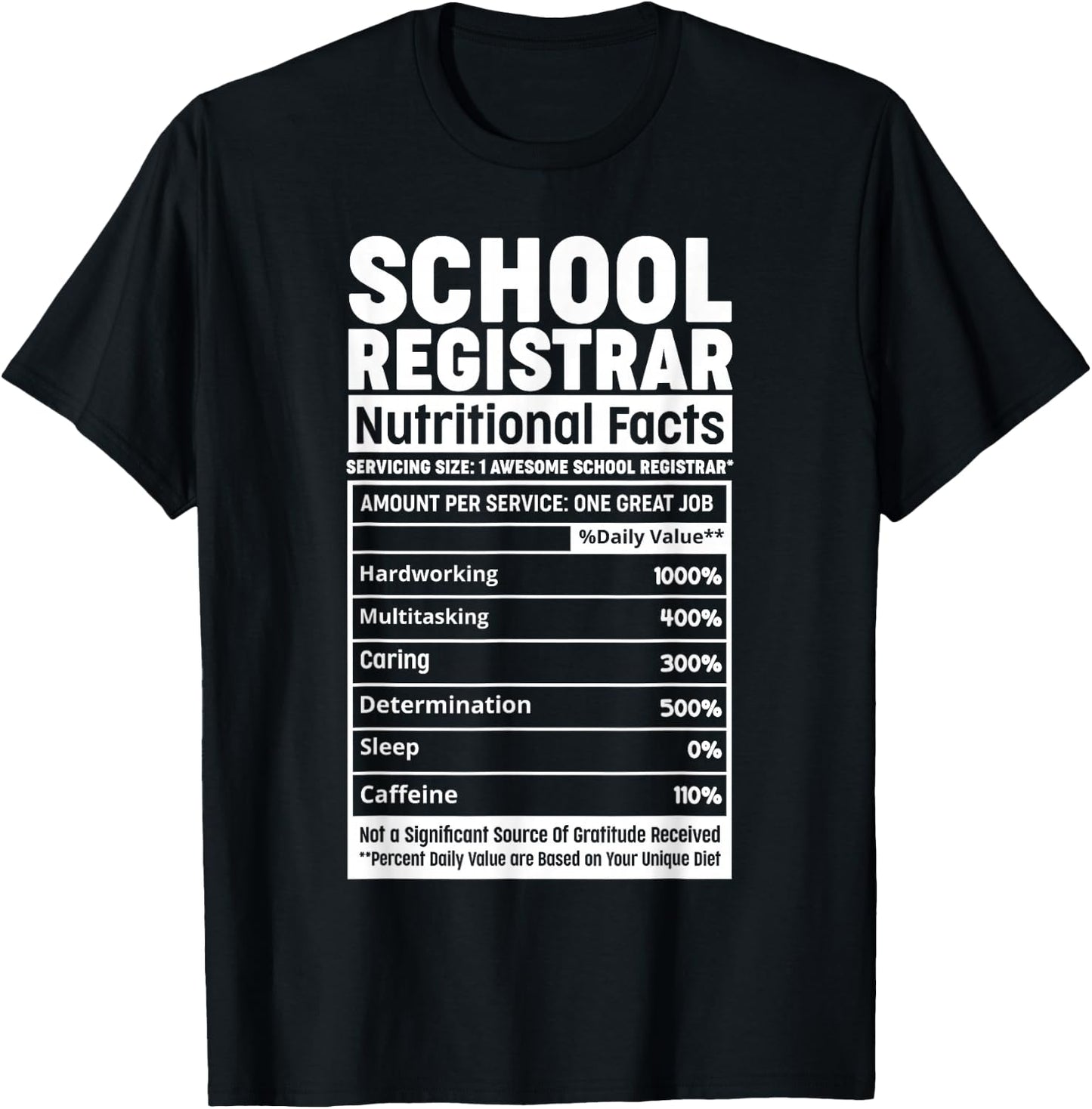 School Registrar Register School Appreciation Nutritional T-Shirt - T-Shirt | Black