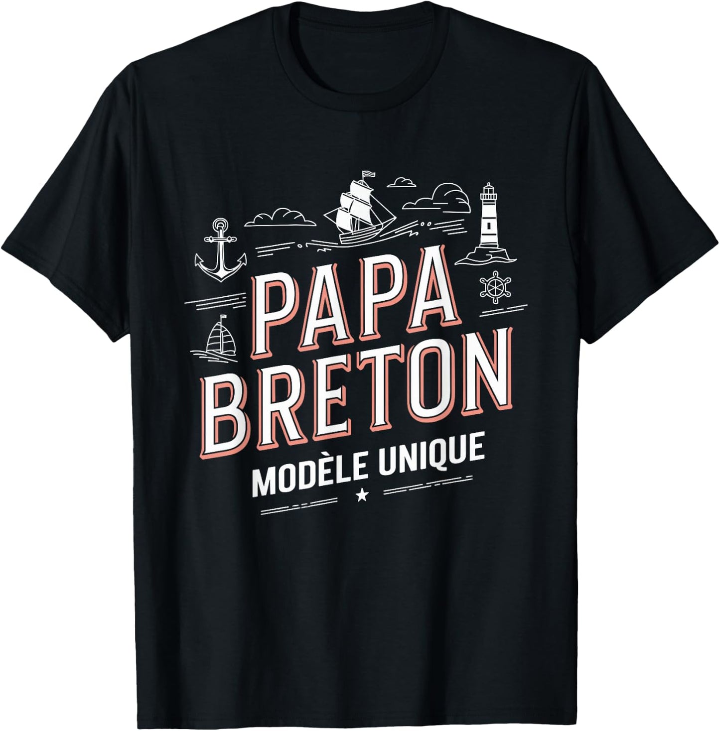 Papa Breton Unique Model Father's Day Gift T-Shirt - T-Shirt | Black