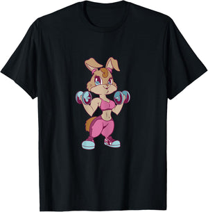 Women's Gymbunny Pretty Fitness Rabbit Woman Bunny Gym Workout , black T-Shirt - T-Shirt | Black