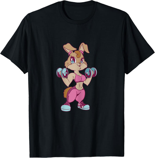 Women's Gymbunny Pretty Fitness Rabbit Woman Bunny Gym Workout , black T-Shirt - T-Shirt | Black