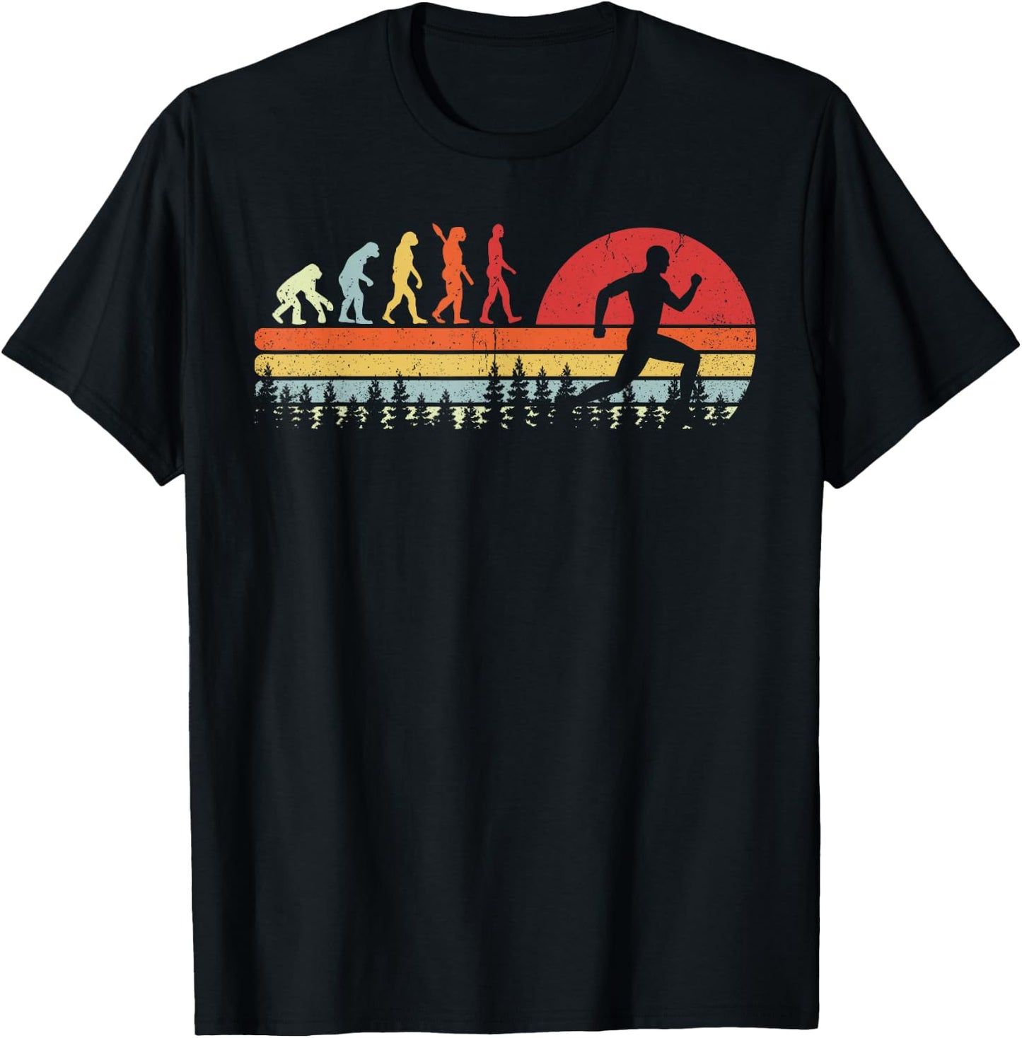 Vintage Retro Running Human Evolution Gift Runner Men Women T-Shirt - T-Shirt | Black