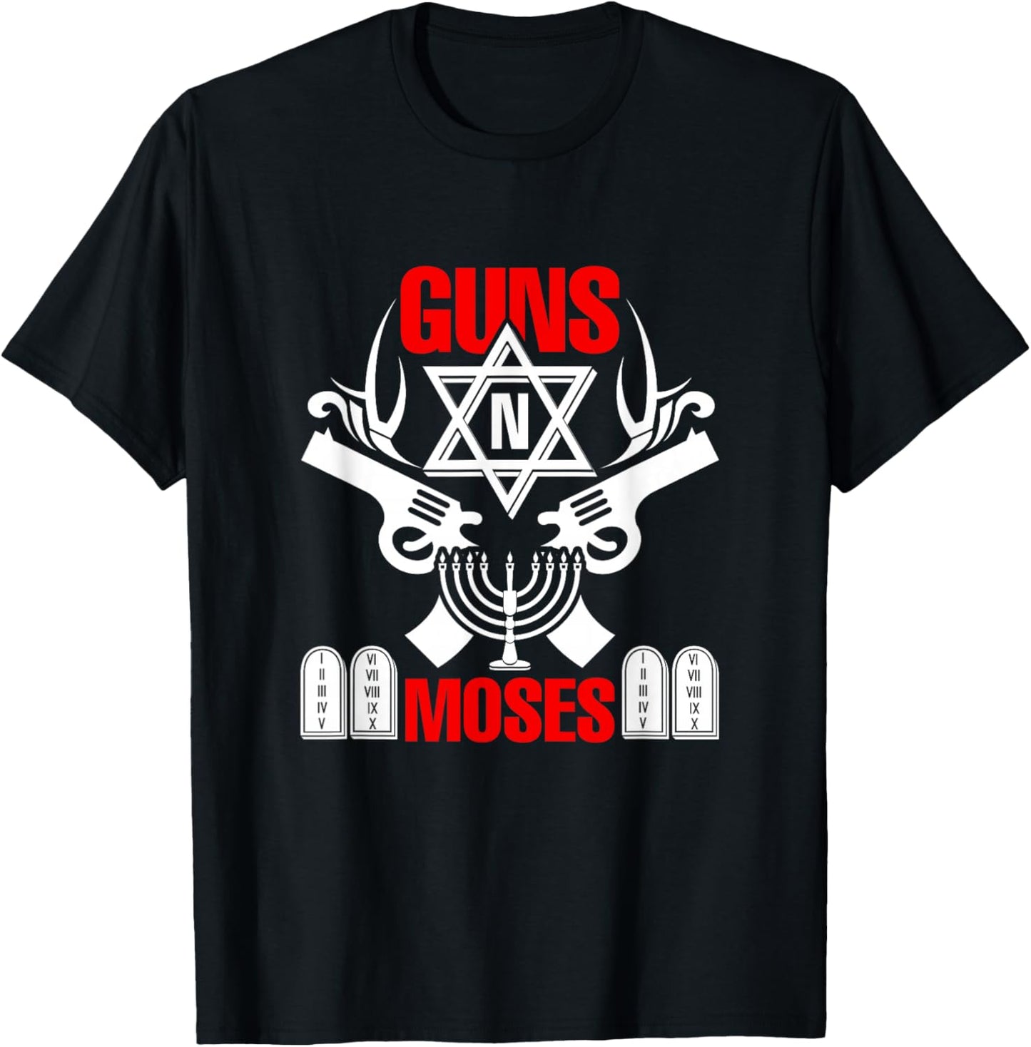 Guns N Moses - Funny Jewish Israeli Army Rock T-Shirt - T-Shirt | Black