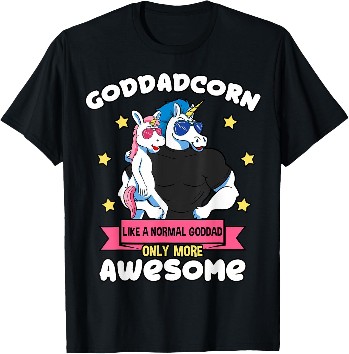 Goddadcorn 1 Kid Father's Day Goddad Unicorn Goddaughter T-Shirt - T-Shirt | Black