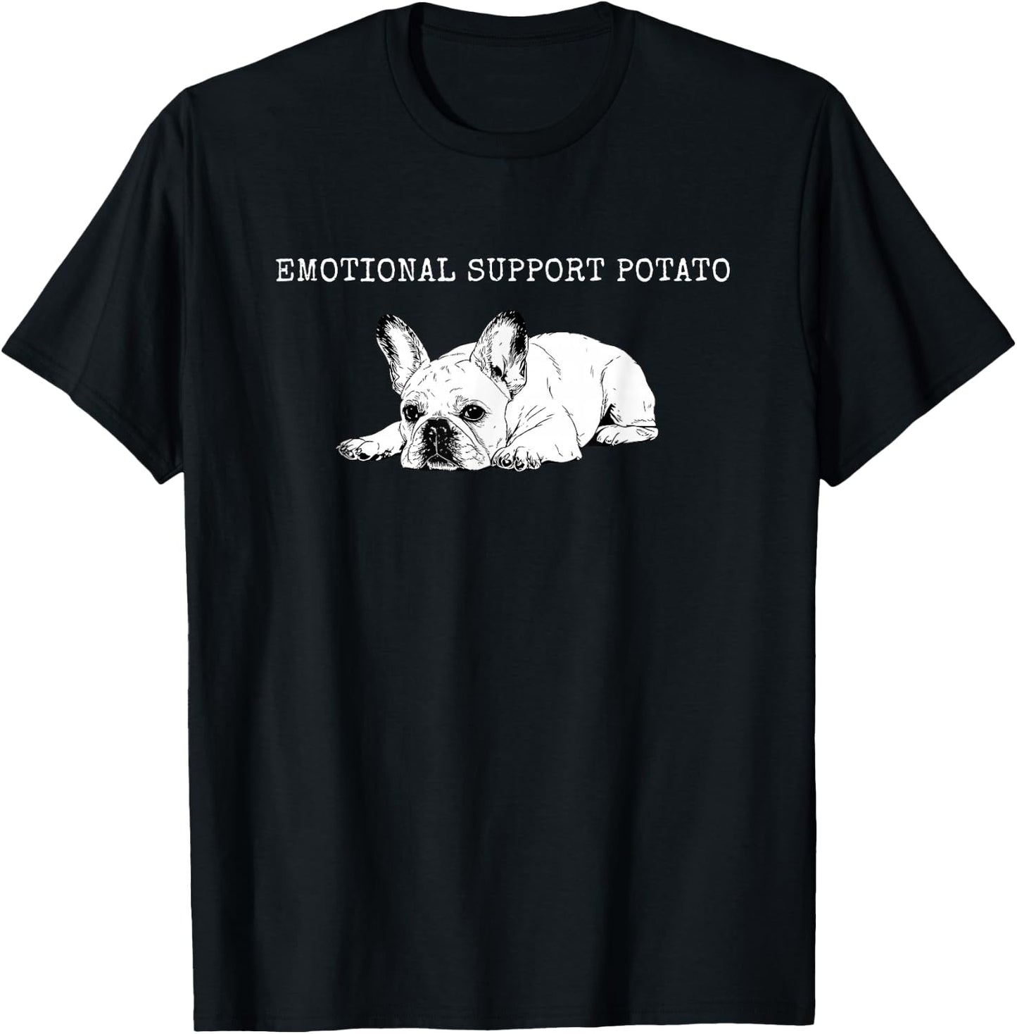 Emotional Support Potato French Bulldog T-Shirt - T-Shirt | Black