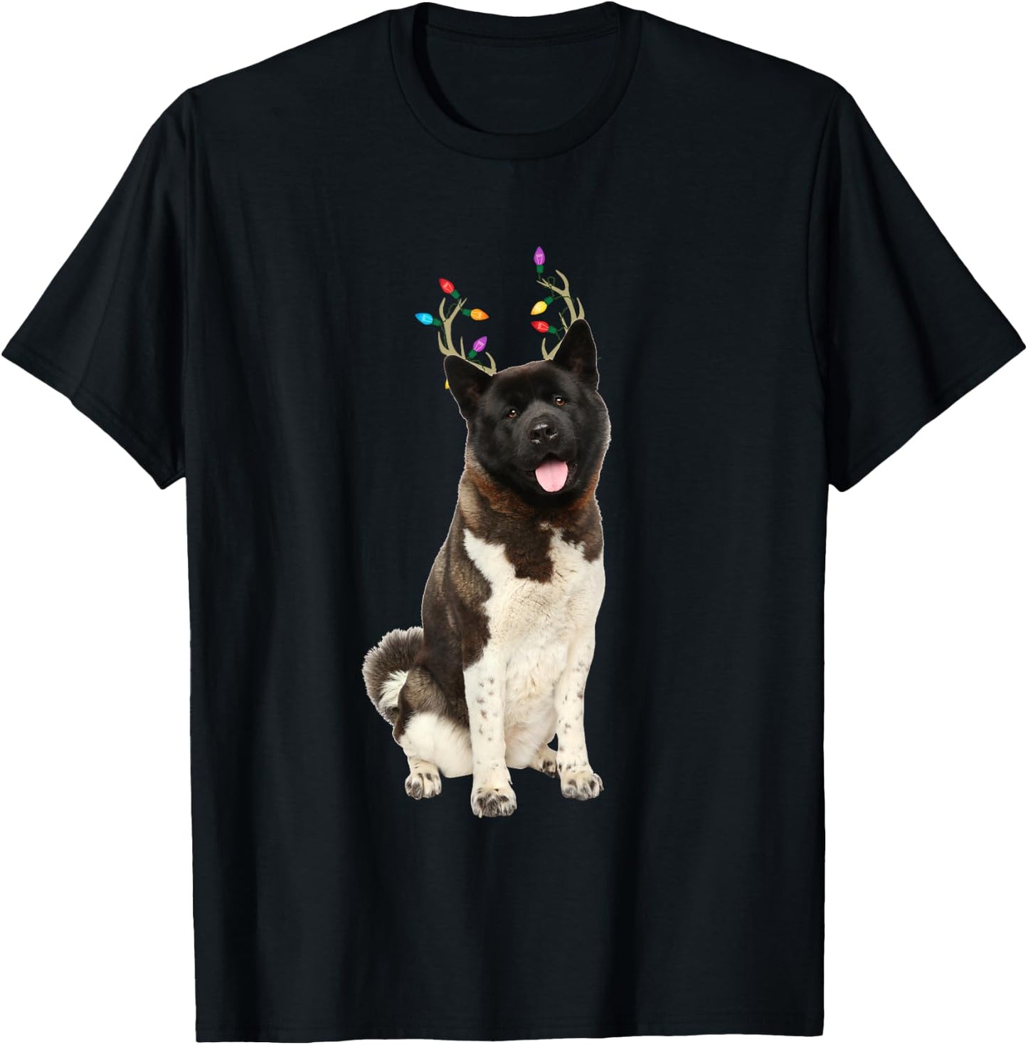 American Akita Reindeer Christmas Dog Women Kids T-Shirt - T-Shirt | Black