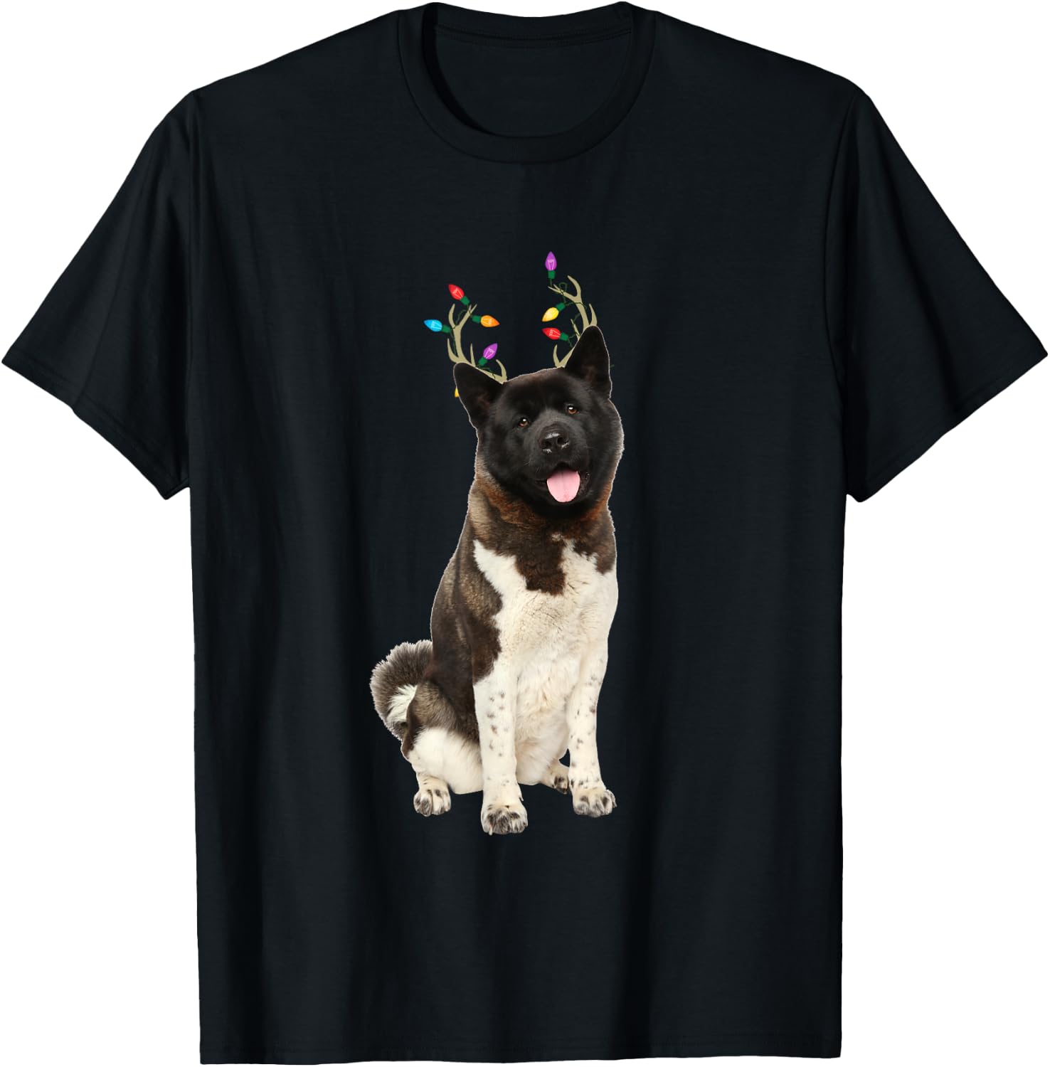 American Akita Reindeer Christmas Dog Women Kids T-Shirt - T-Shirt | Black