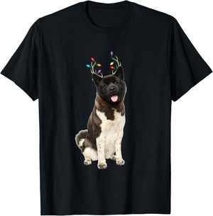 American Akita Reindeer Christmas Dog Women Kids T-Shirt - T-Shirt | Black