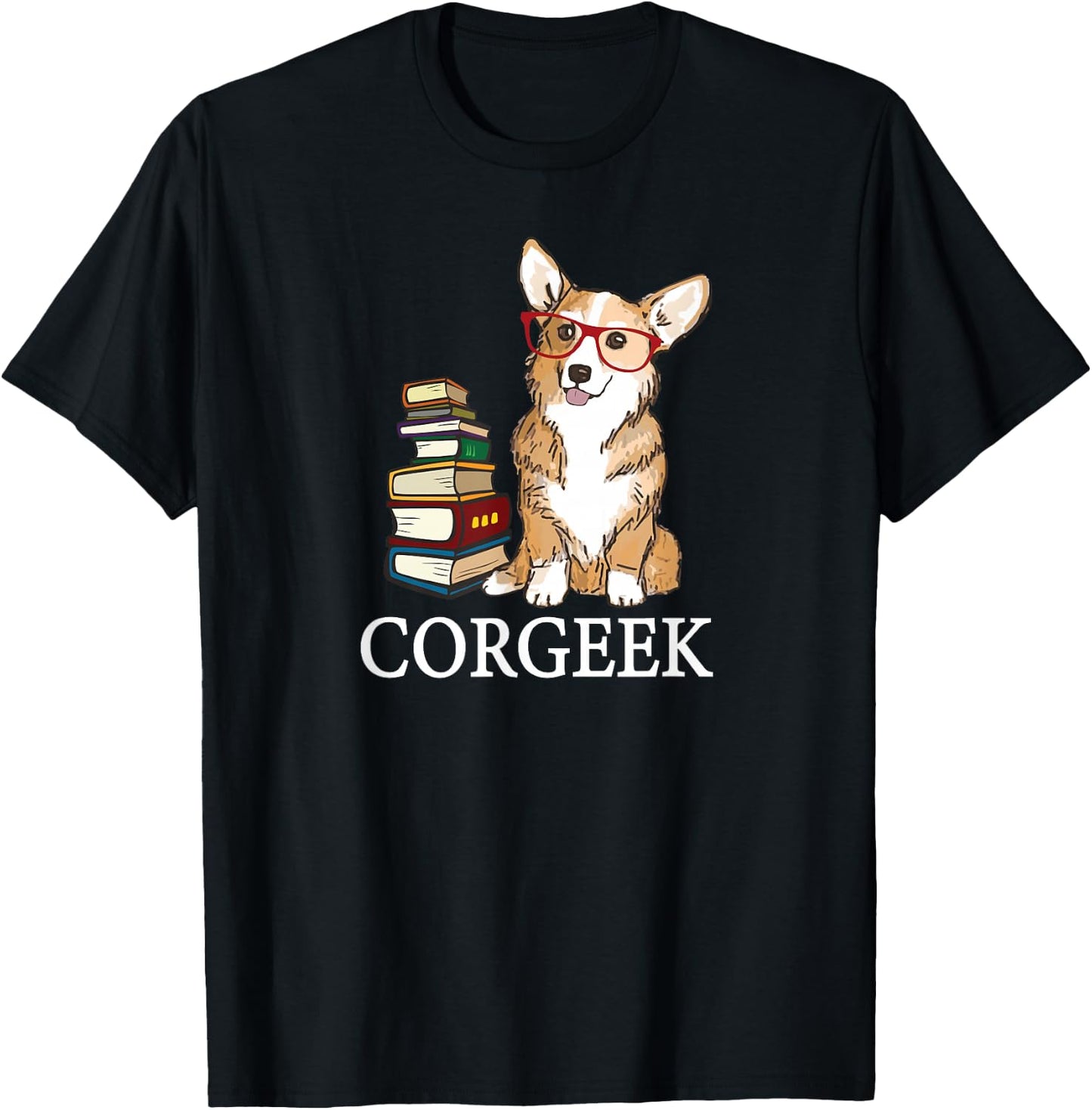 Funny Nerdy Glasses Corgeek Pembroke Welsh Corgi Dog Lover T-Shirt - T-Shirt | Black