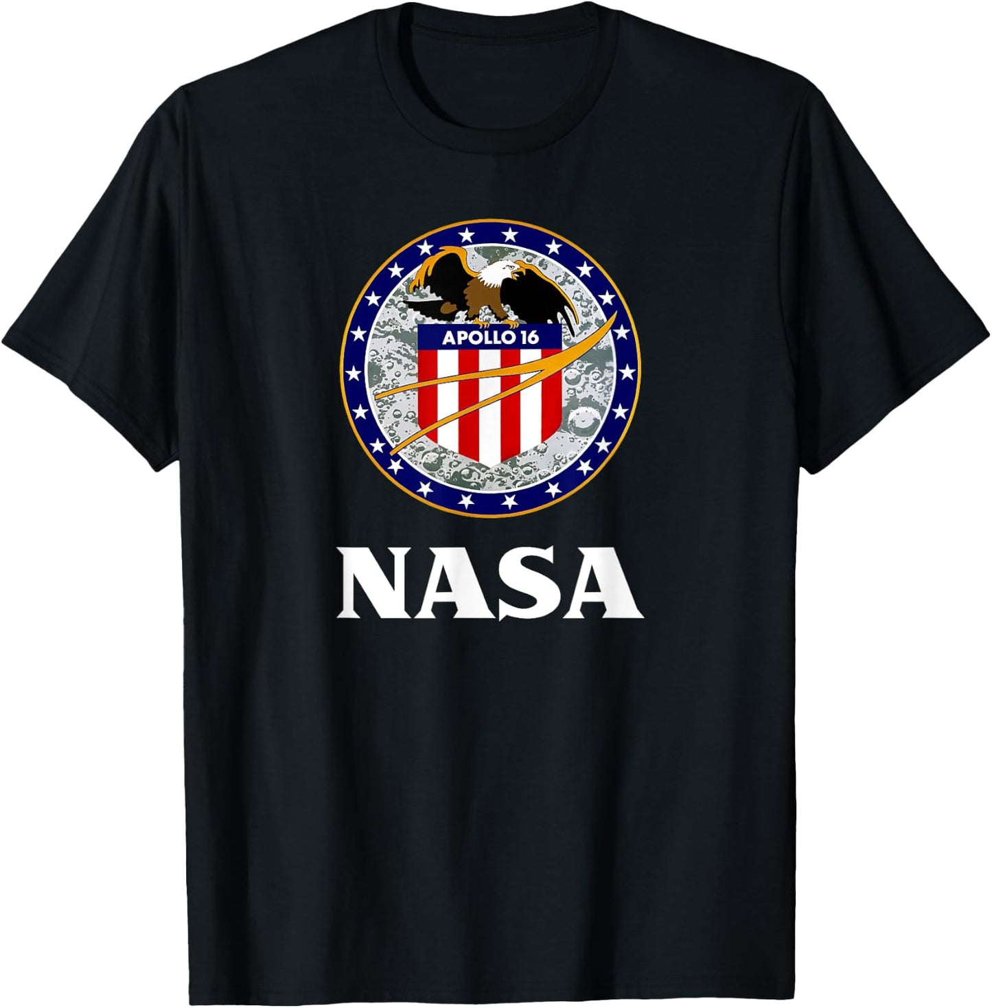 NASA Apollo 16 Mission Patch Worm Logo , Black, S T-Shirt - T-Shirt | Black