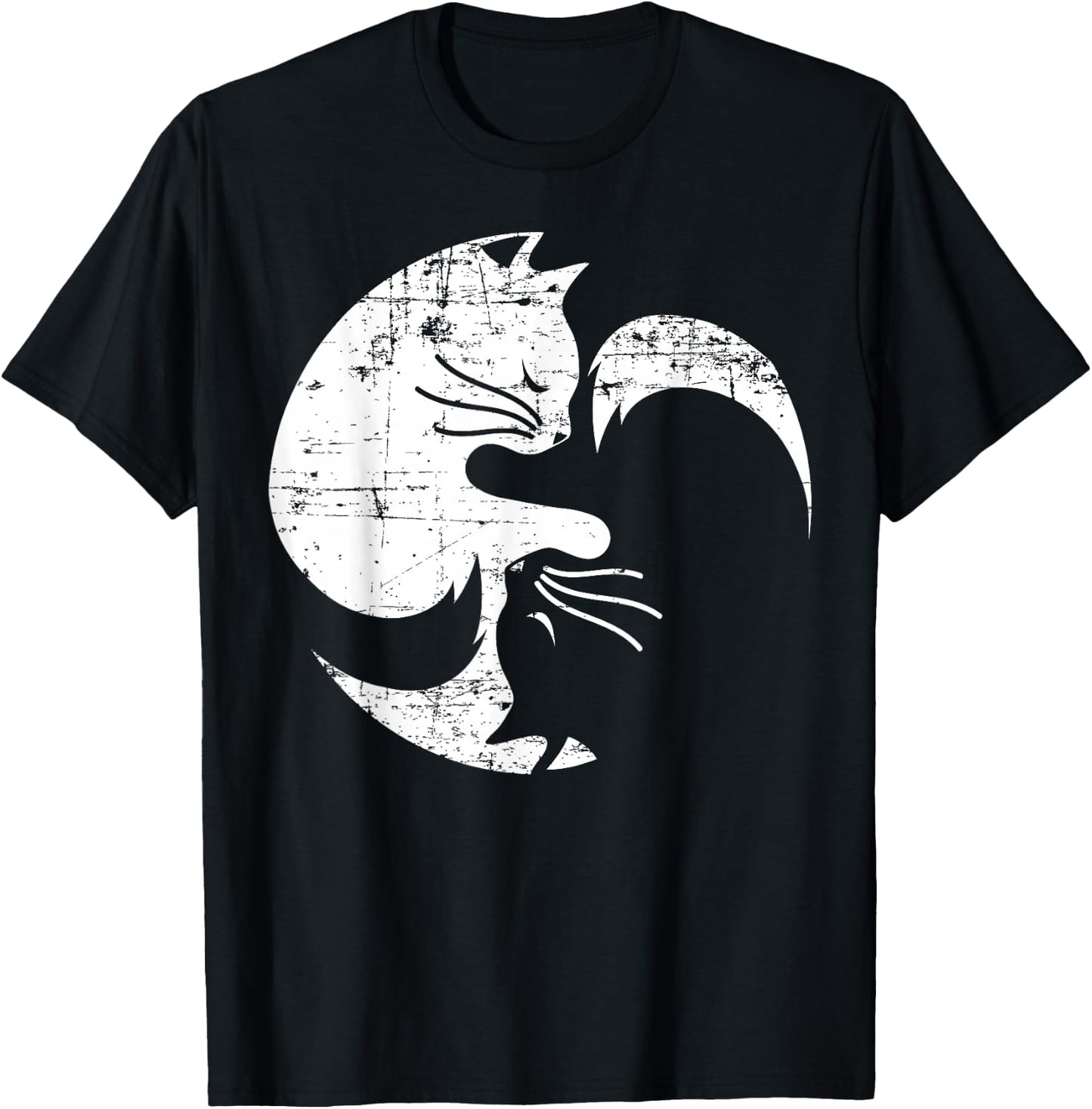 Cat Yin Yang Yoga Spirituality Meditation Balance Zen T-Shirt - T-Shirt | Black