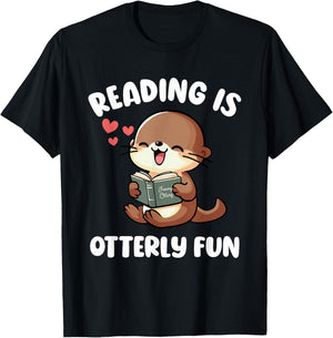 Reading Is Otterly Fun Otter Bookworm Book Lover Librarian T-Shirt - T-Shirt | Black