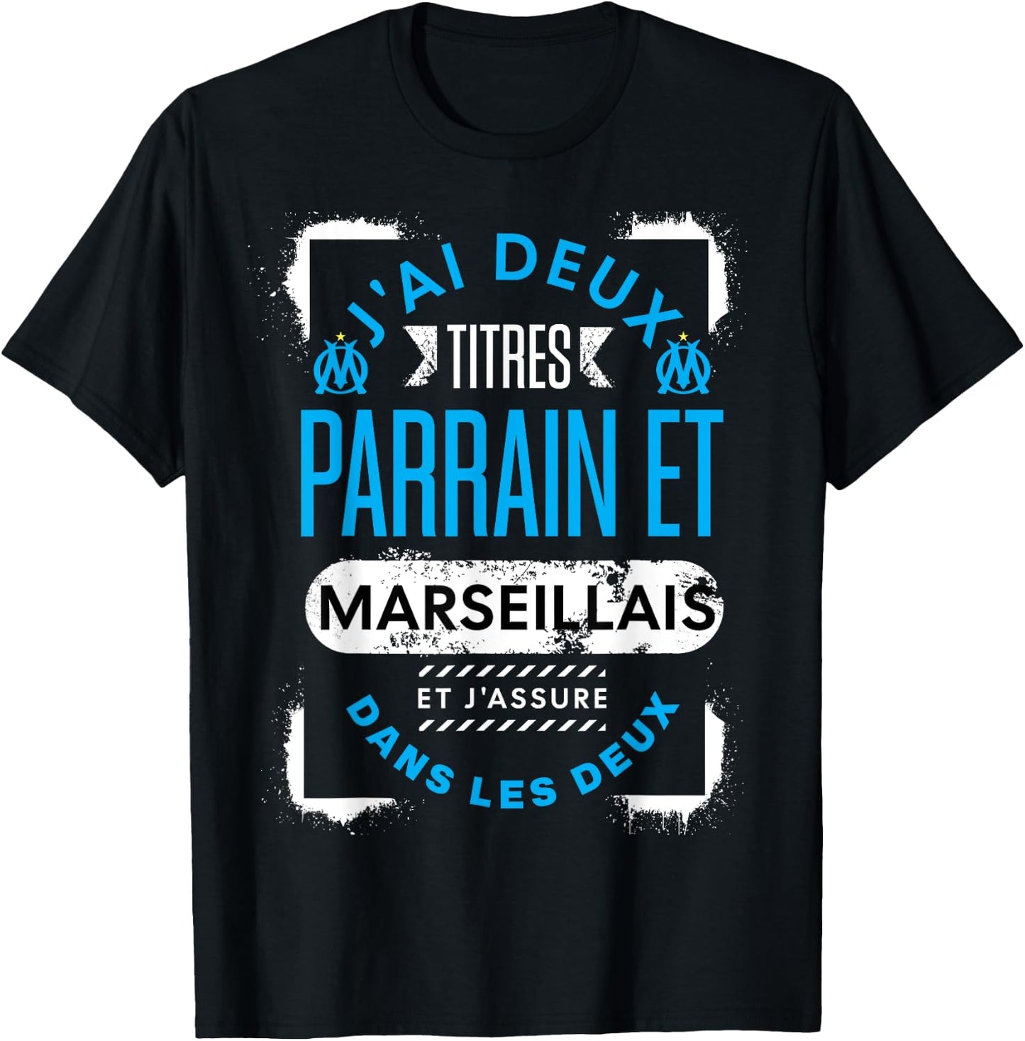 Marseille Supporter Football Godfather Man Humour , Black, S T-Shirt - T-Shirt | Black