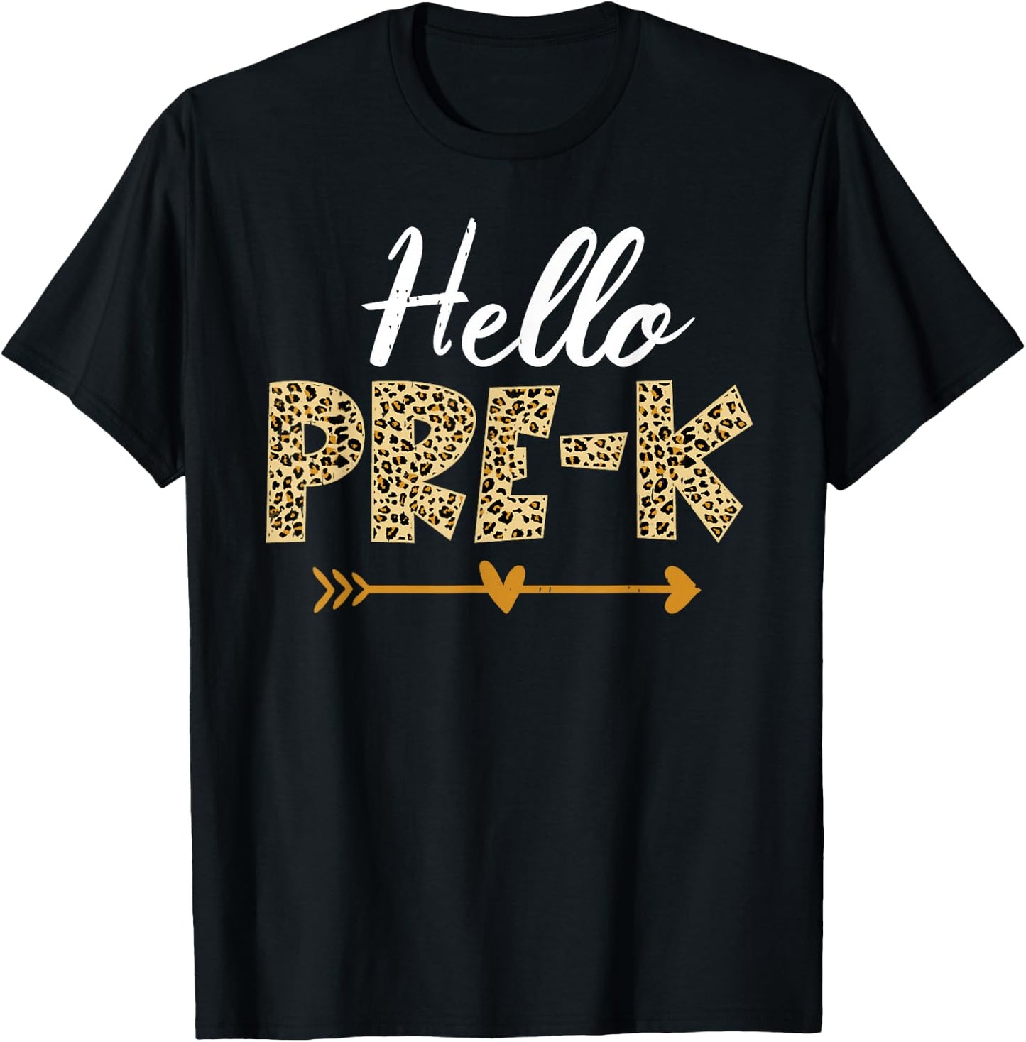 Hello Pre-K Leopard Pre-K Squad Teacher Kids Back To School T-Shirt - T-Shirt | Black