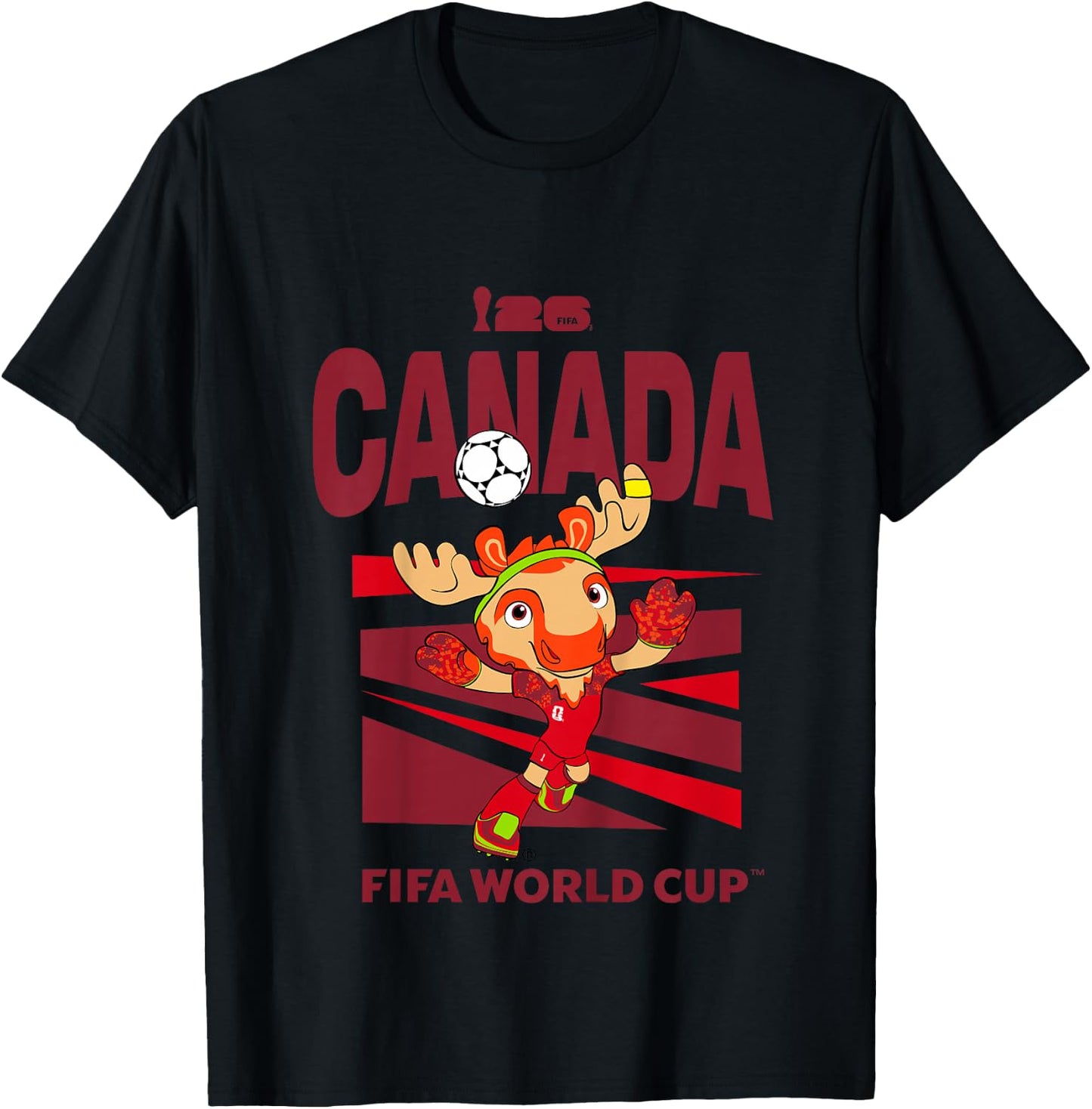 Kids FIFA World CUP26 Canada Mascot Ball T-Shirt - T-Shirt | Black