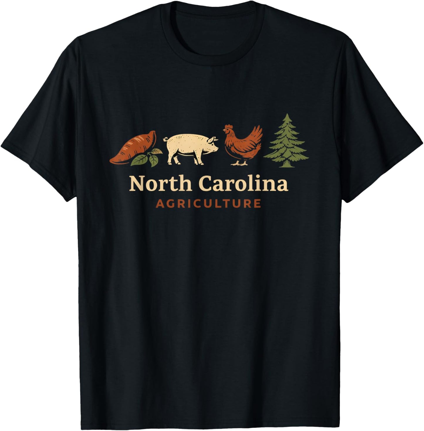 North Carolina Agriculture Farming Farmer Rural Farm Life T-Shirt - T-Shirt | Black