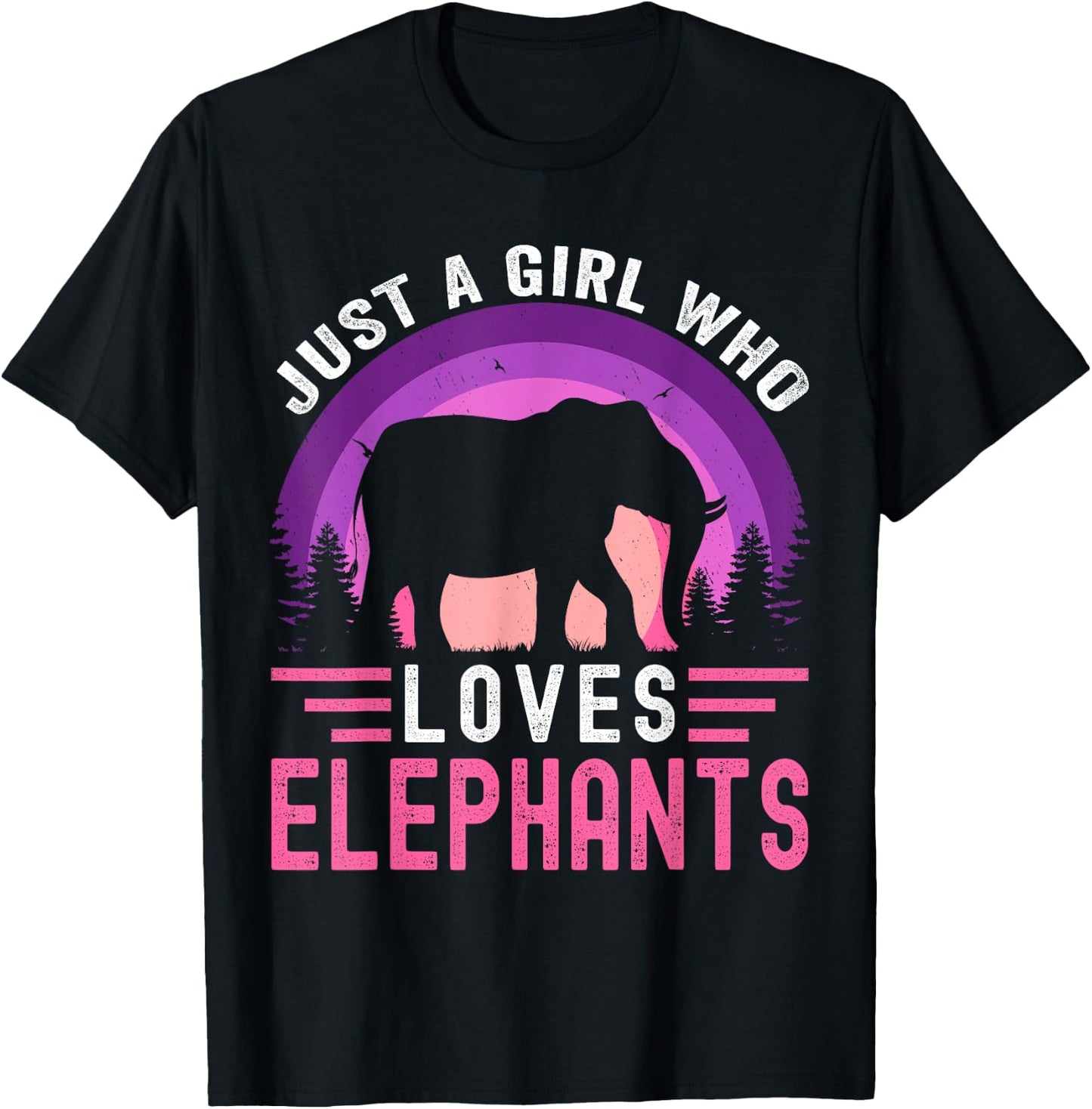 Just A Girl Who Loves Elephants Retro Vintage Elephant T-Shirt - T-Shirt | Black