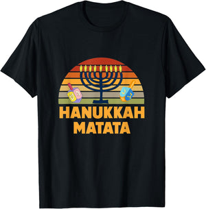 Hanukkah Matata Menorah Lights Latkes Dreidel Jewish Matzo T-Shirt - T-Shirt | Black