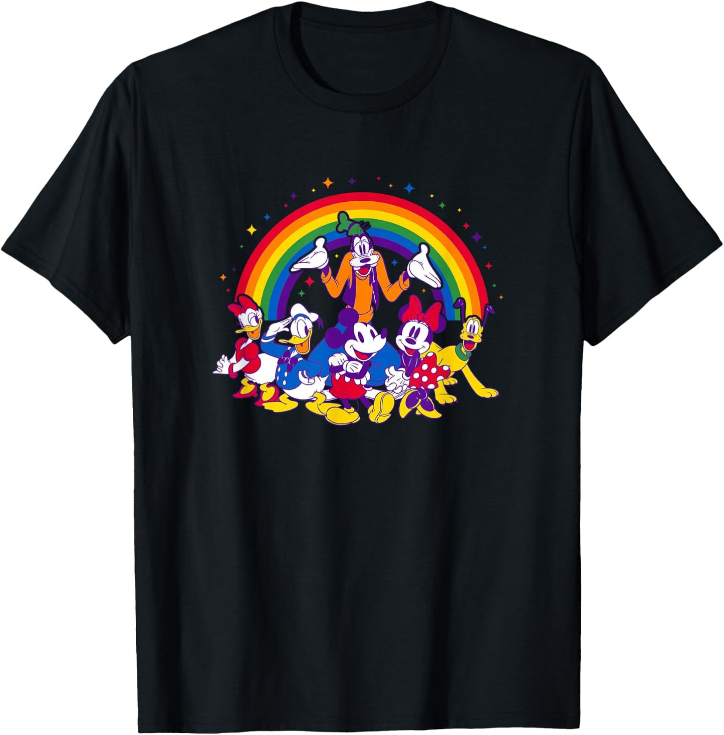 Disney Mickey and Friends Group Rainbow T-Shirt - T-Shirt | Black