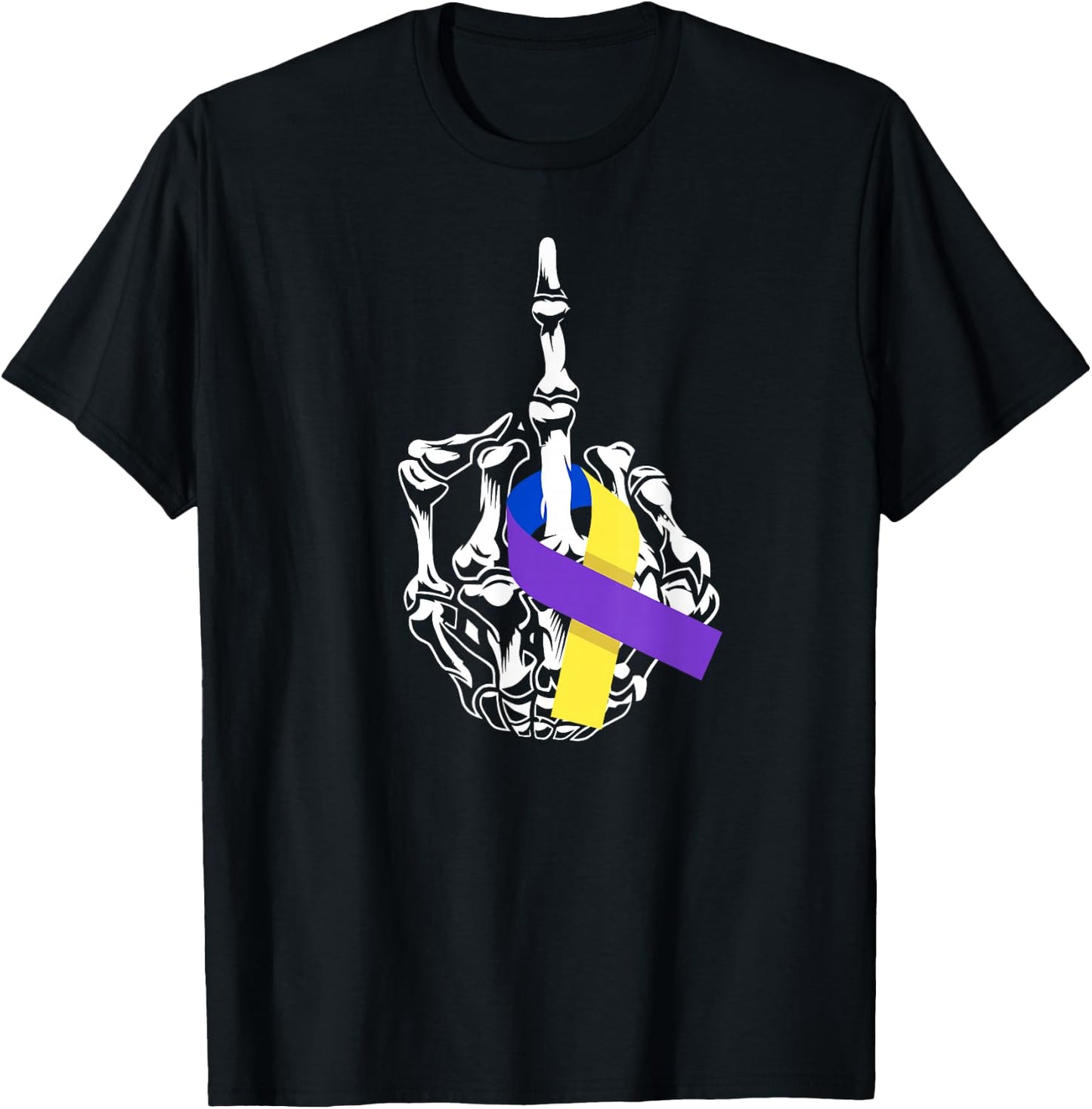 Fuck Bladder Cancer Middle Finger Bladder Cancer Awareness T-Shirt - T-Shirt | Black