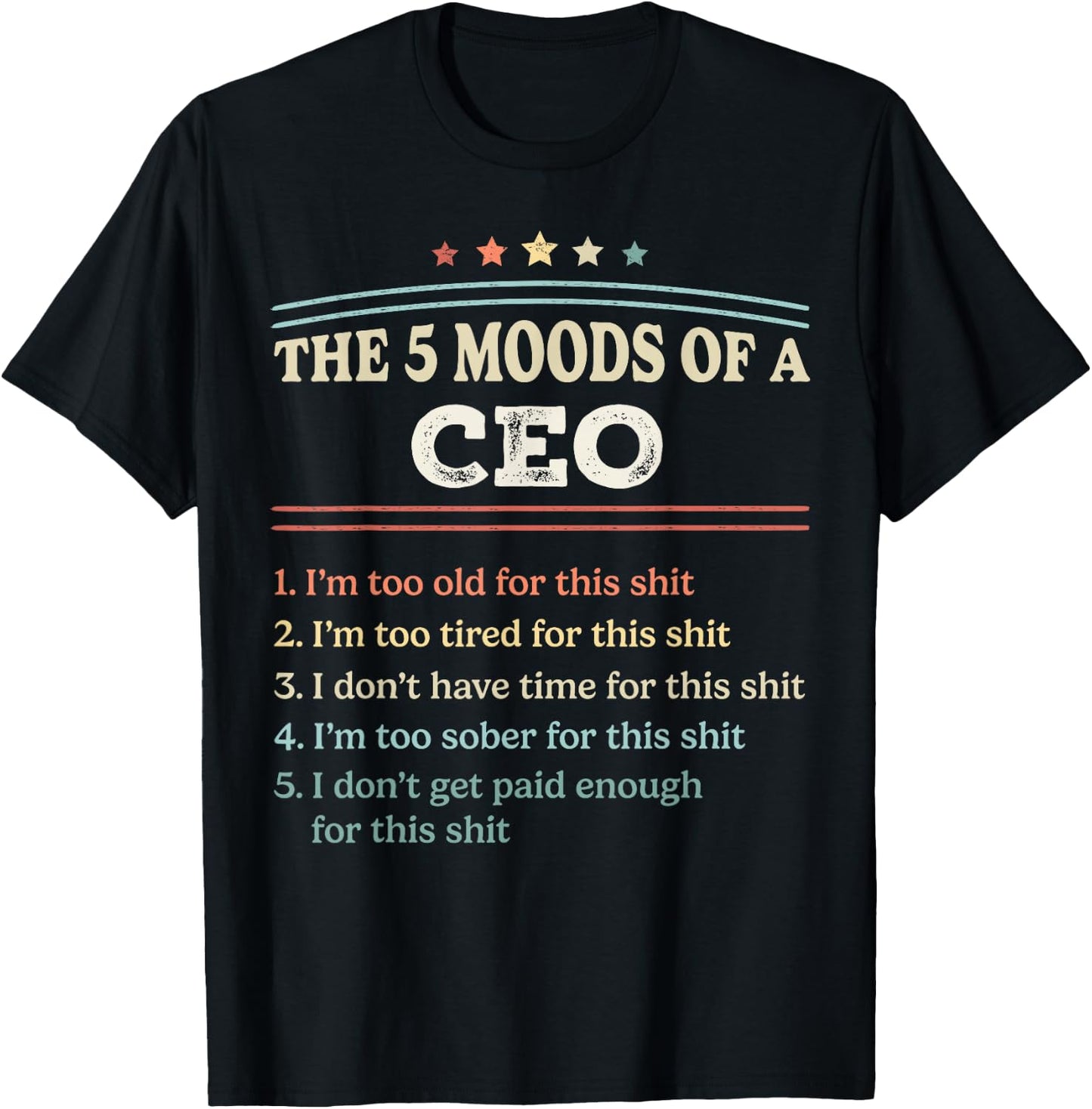 The 5 Moods of an CEO Funny CEO Gifts T-Shirt - T-Shirt | Black
