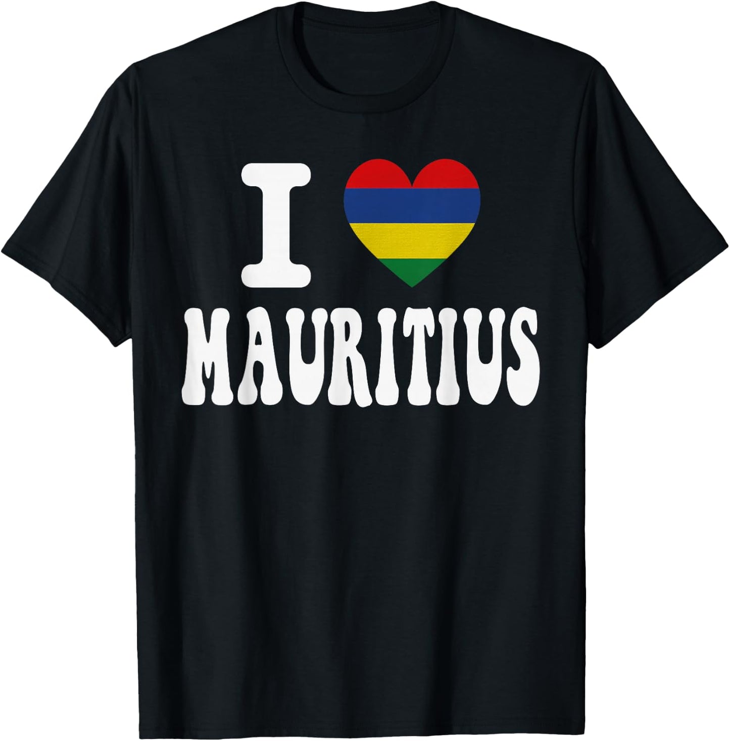 I Love Mauritius Herz-Flagge, Retro, Reise-Souvenir T-Shirt - T-Shirt | Black