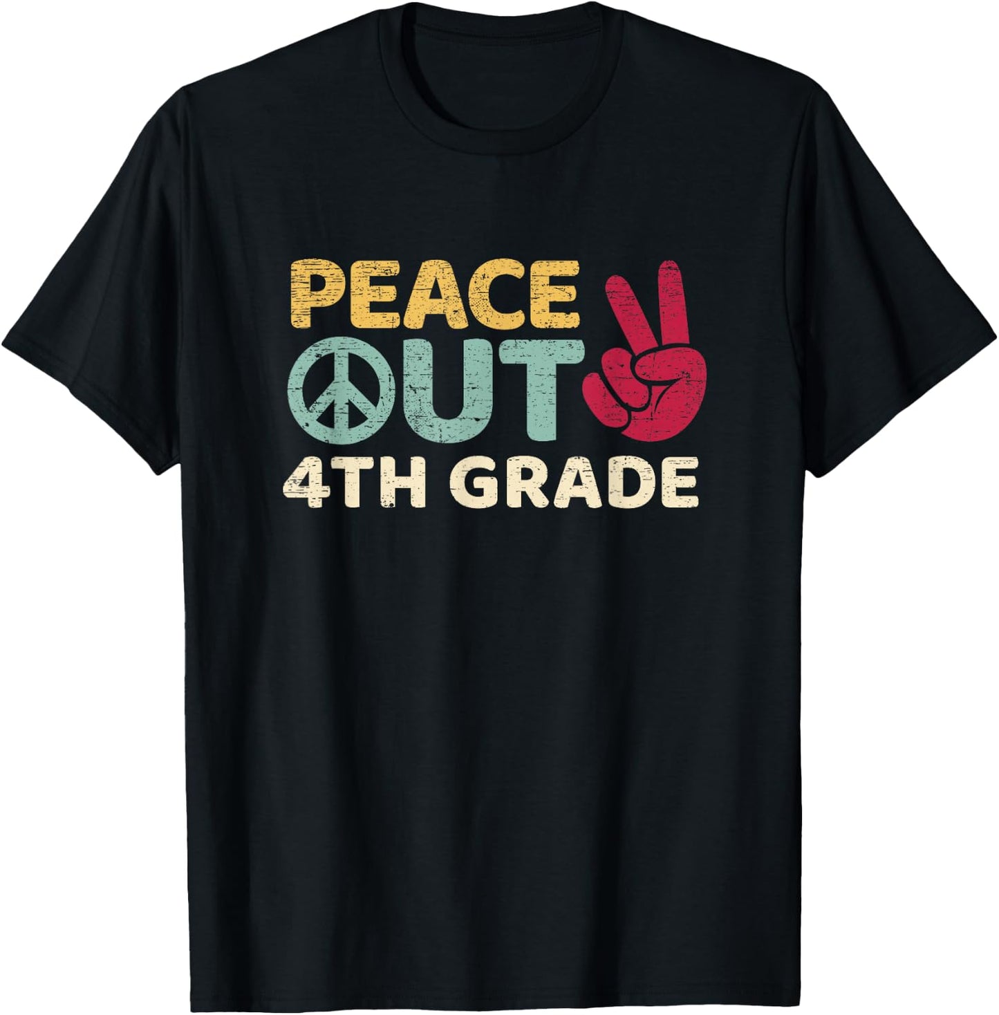 Peace Out 4th Grade Graduation Last Day Of School T-Shirt - T-Shirt | Black