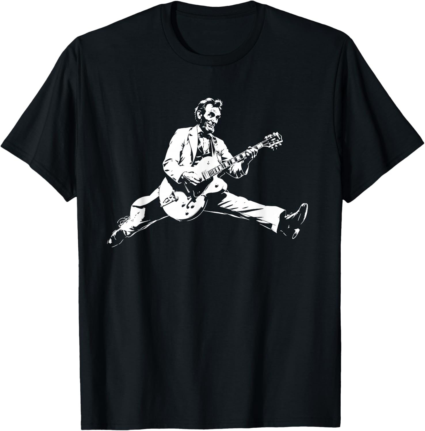 Classic US President Abraham Lincoln Playing Rock Guitar T-Shirt - T-Shirt | Black
