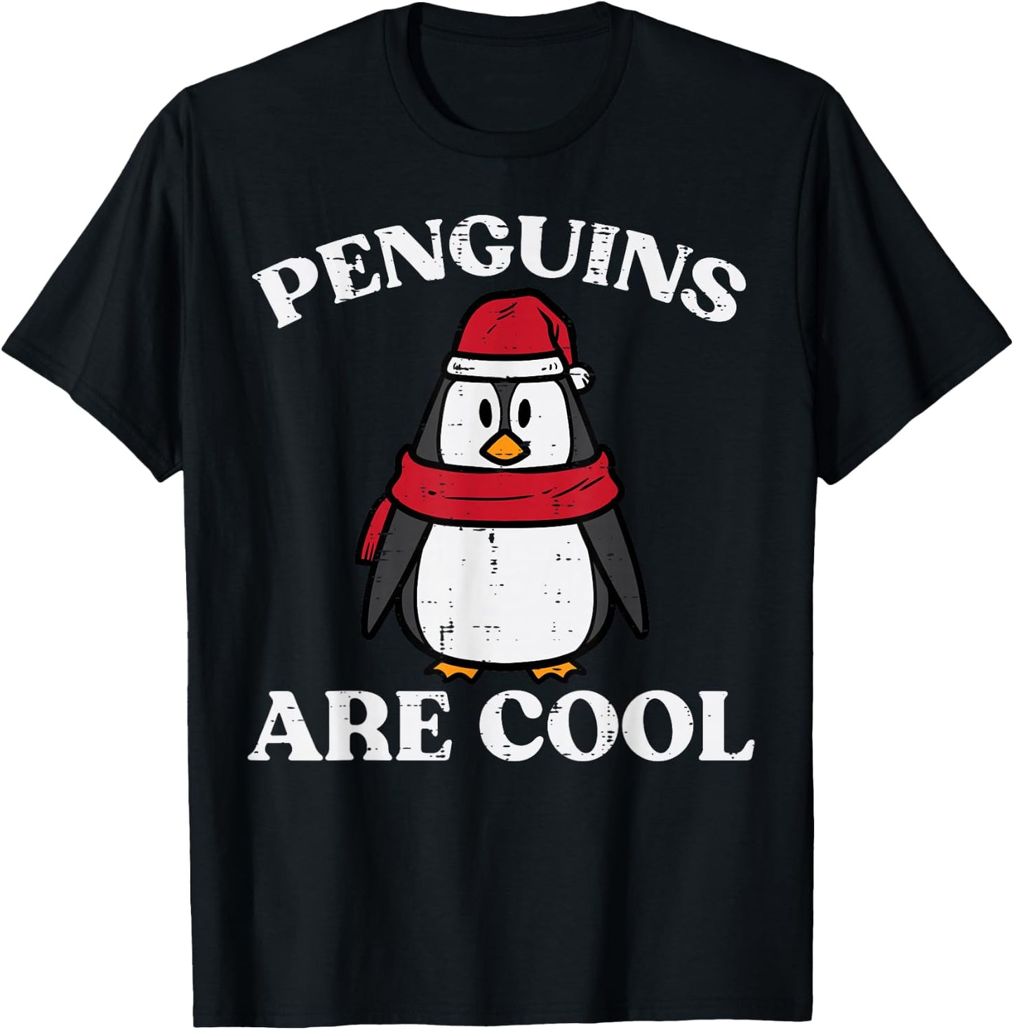 Penguins Are Cool Scarf Hat Funny Pun Joke Women Men Kids T-Shirt - T-Shirt | Black