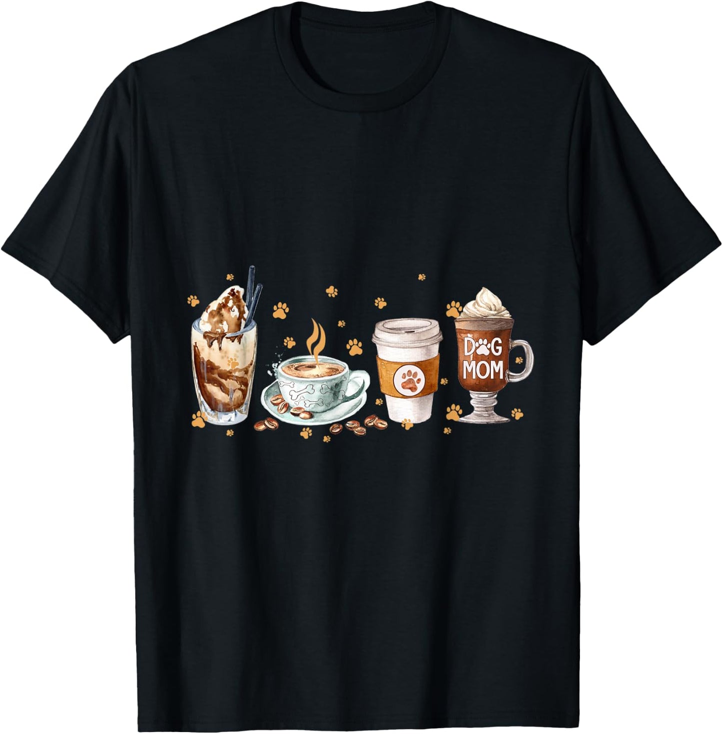 Coffee And Dog Mom Happy Mother's Day Dog Mom T-Shirt - T-Shirt | Black