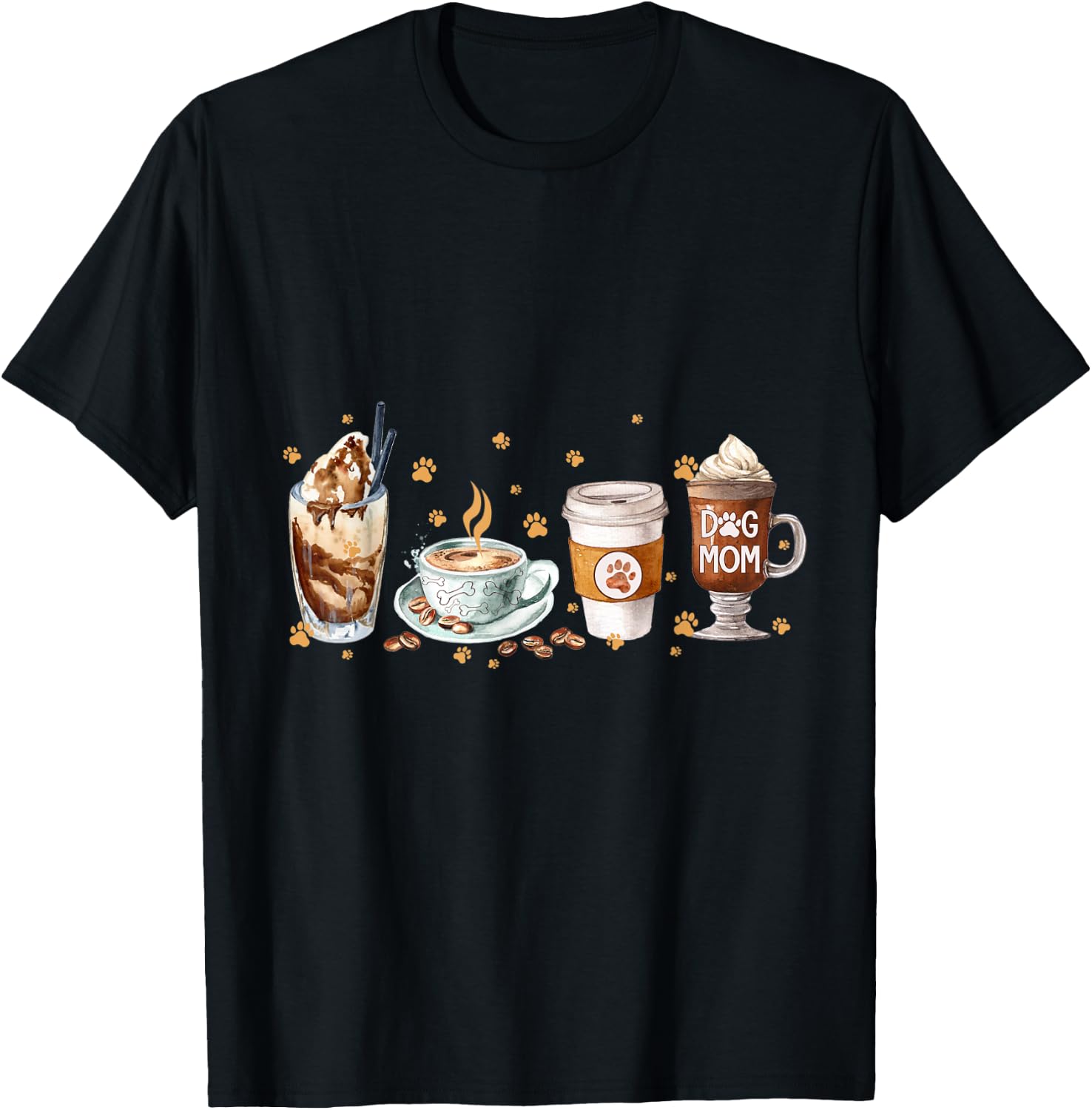 Coffee And Dog Mom Happy Mother's Day Dog Mom T-Shirt - T-Shirt | Black