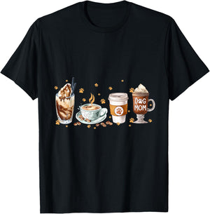 Coffee And Dog Mom Happy Mother's Day Dog Mom T-Shirt - T-Shirt | Black
