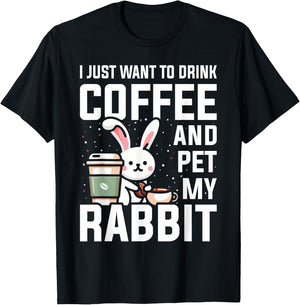 Rabbit Lover Coffee Bunny Mom T-Shirt - T-Shirt | Black