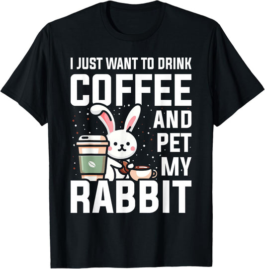 Rabbit Lover Coffee Bunny Mom T-Shirt - T-Shirt | Black