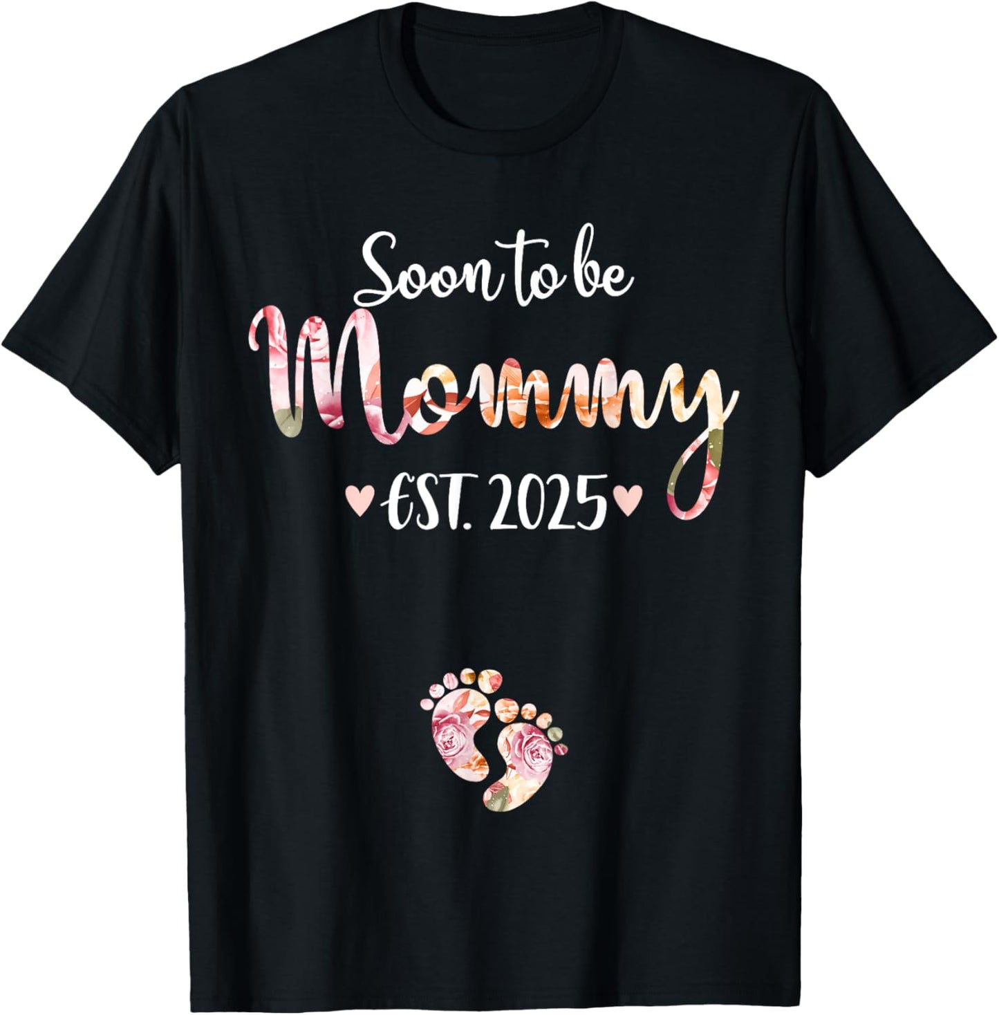 Soon to be mommy est. 2025 for mom pregnancy announcement T-Shirt - T-Shirt | Black