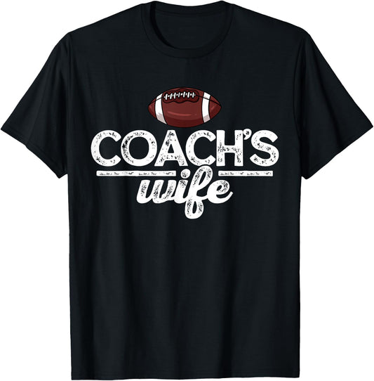 Football Coach's Wife Gift T-Shirt - T-Shirt | Black