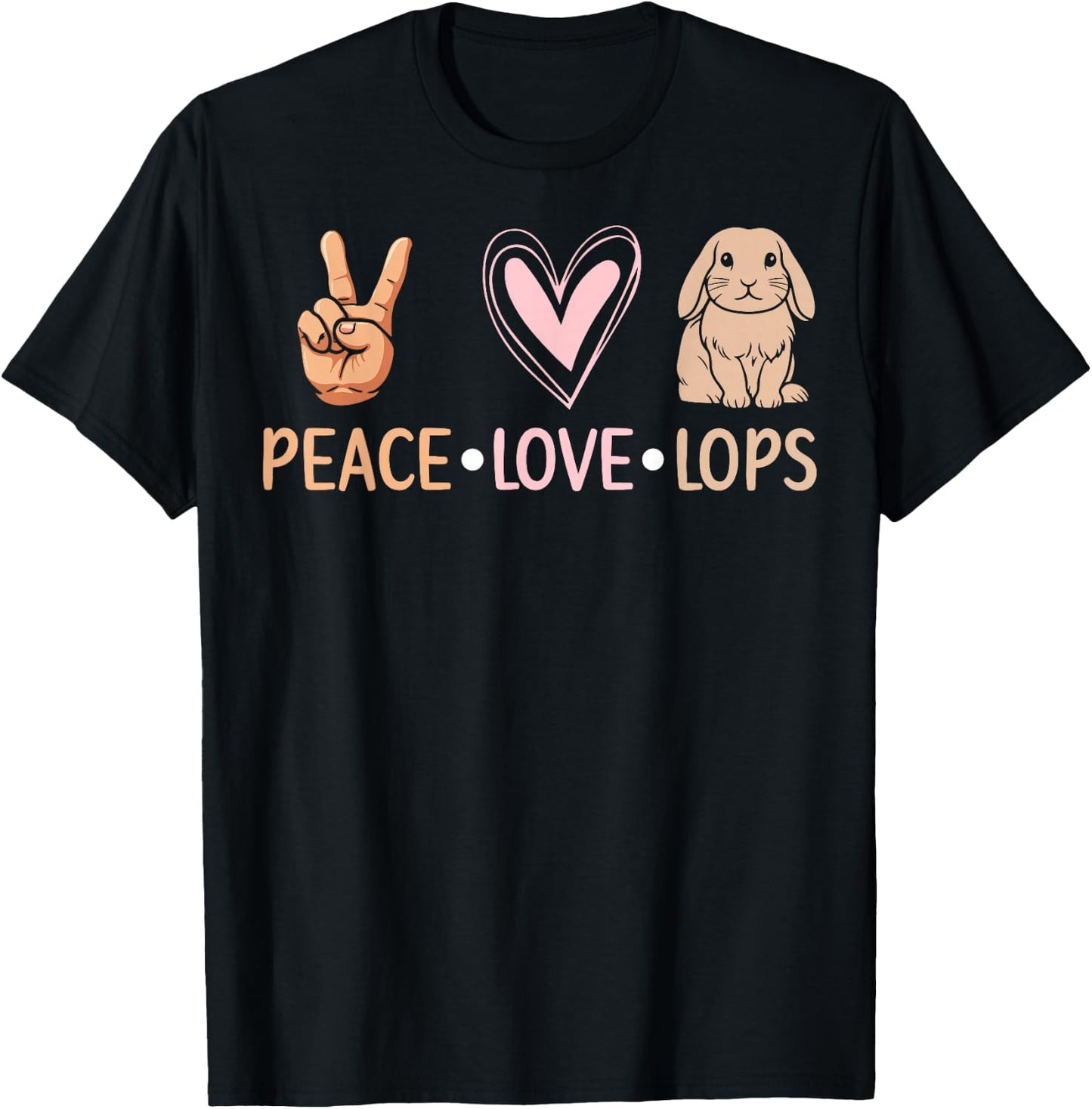 Peace Love Lops - Lop Eared Bunny T-Shirt - T-Shirt | Black
