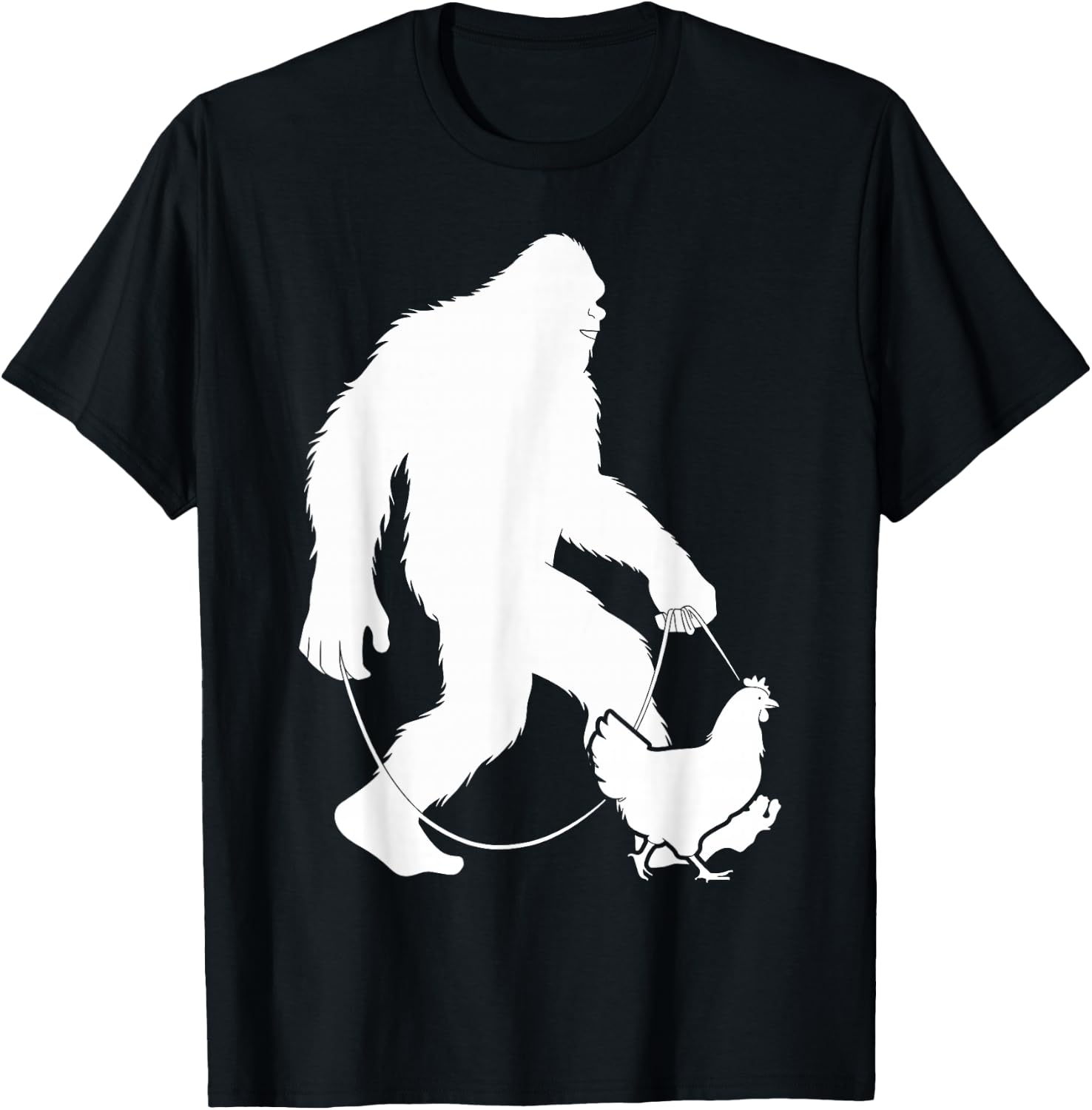 Bigfoot Walking Chicken Sasquatch Farming Animal Farmer T-Shirt - T-Shirt | Black