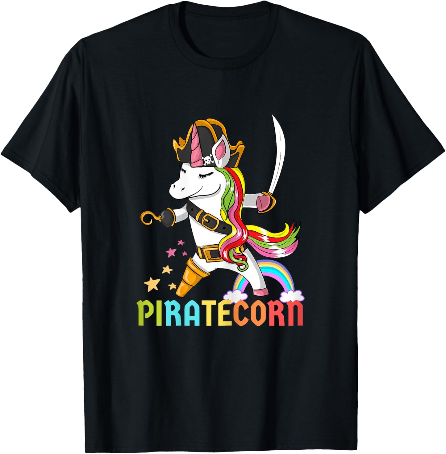 PirateCorn Unicorn Pirate T-Shirt - T-Shirt | Black