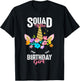 Squad of the Birthday Girl Cute Unicorn Birthday Matching T-Shirt - T-Shirt | Black