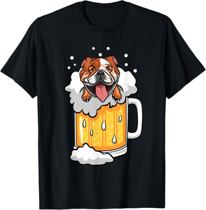 Funny English Bulldog drunk in Beer T-Shirt - T-Shirt | Black