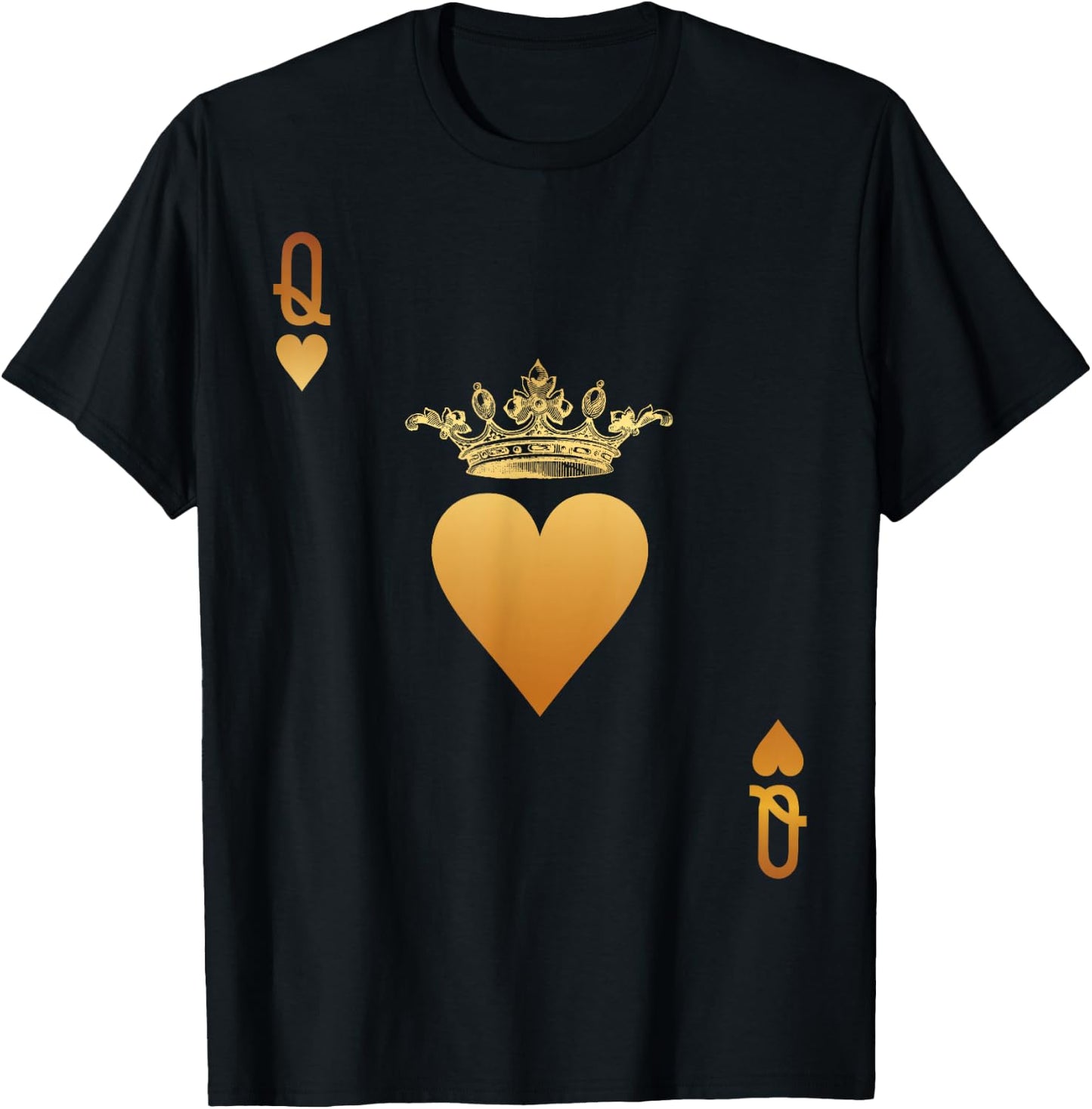 Queen of Hearts Vintage Crown Engraving Card T-Shirt - T-Shirt | Black