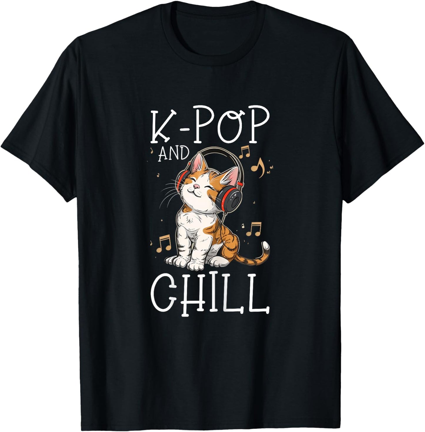 K-Pop And Chill Kawaii-Katze Lustige Koreanische Popmusik T-Shirt - T-Shirt | Black
