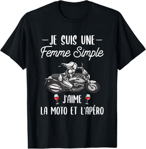 Motorcycle Gift A Woman Amateur Motorcycle And Aperitif , Black T-Shirt - T-Shirt | Black