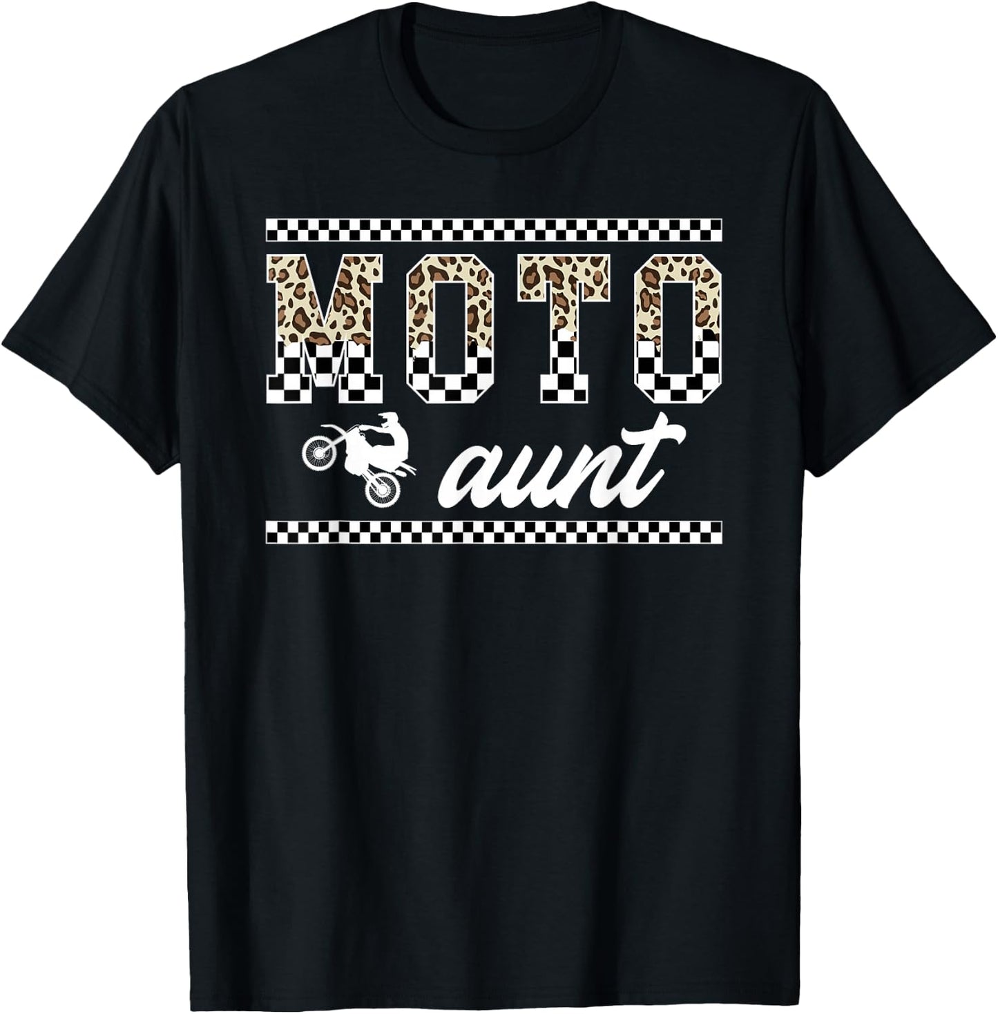 Moto Aunt Leopard Motocross Aunt Of A Motocross Rider Auntie T-Shirt - T-Shirt | Black