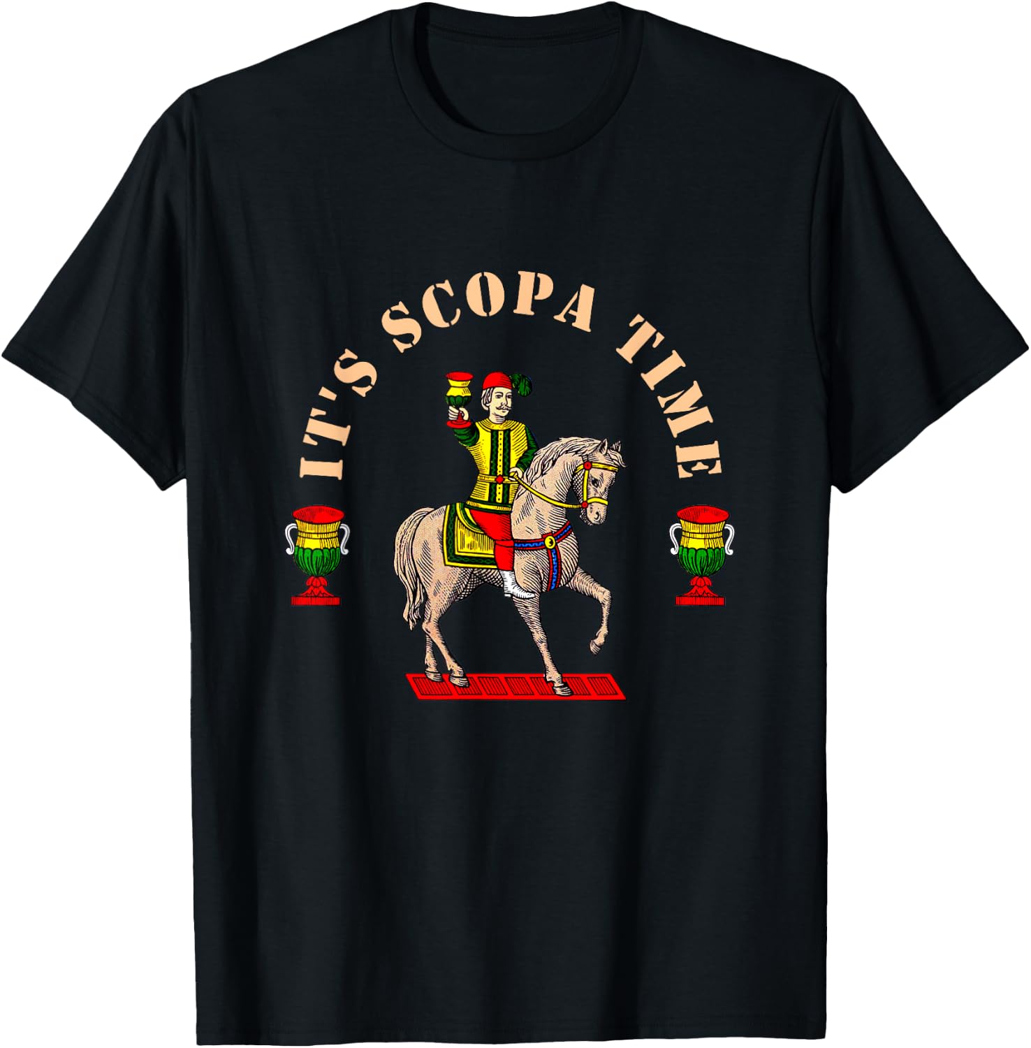 It's Scopa Time Italian Card Game Traditional Horseback T-Shirt - T-Shirt | Black