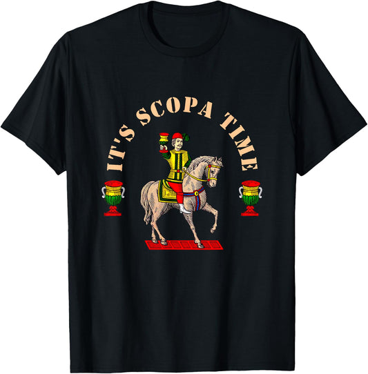 It's Scopa Time Italian Card Game Traditional Horseback T-Shirt - T-Shirt | Black