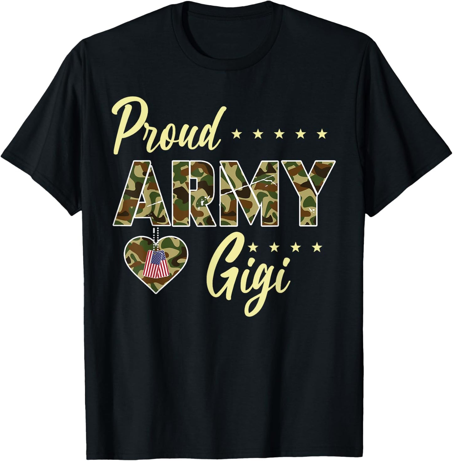 Proud Army Gigi Camouflage Soldier Family Love Military T-Shirt - T-Shirt | Black