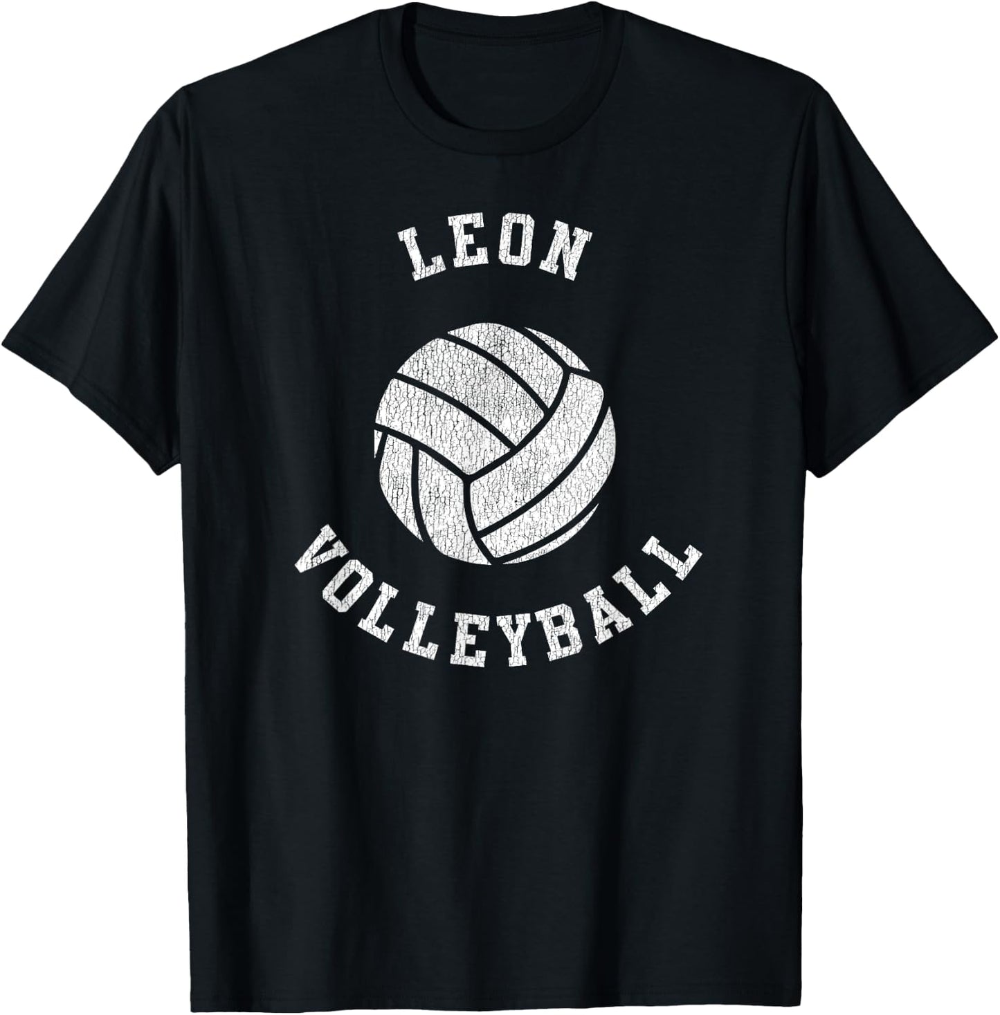 Leon Volleyball Retro Distressed Team VB Graphic T-Shirt - T-Shirt | Black